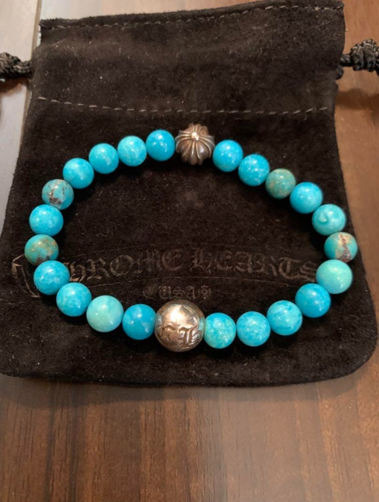 CHROME HEARTS クロムハーツ 8mm ターコイズ ビーズブレスレット