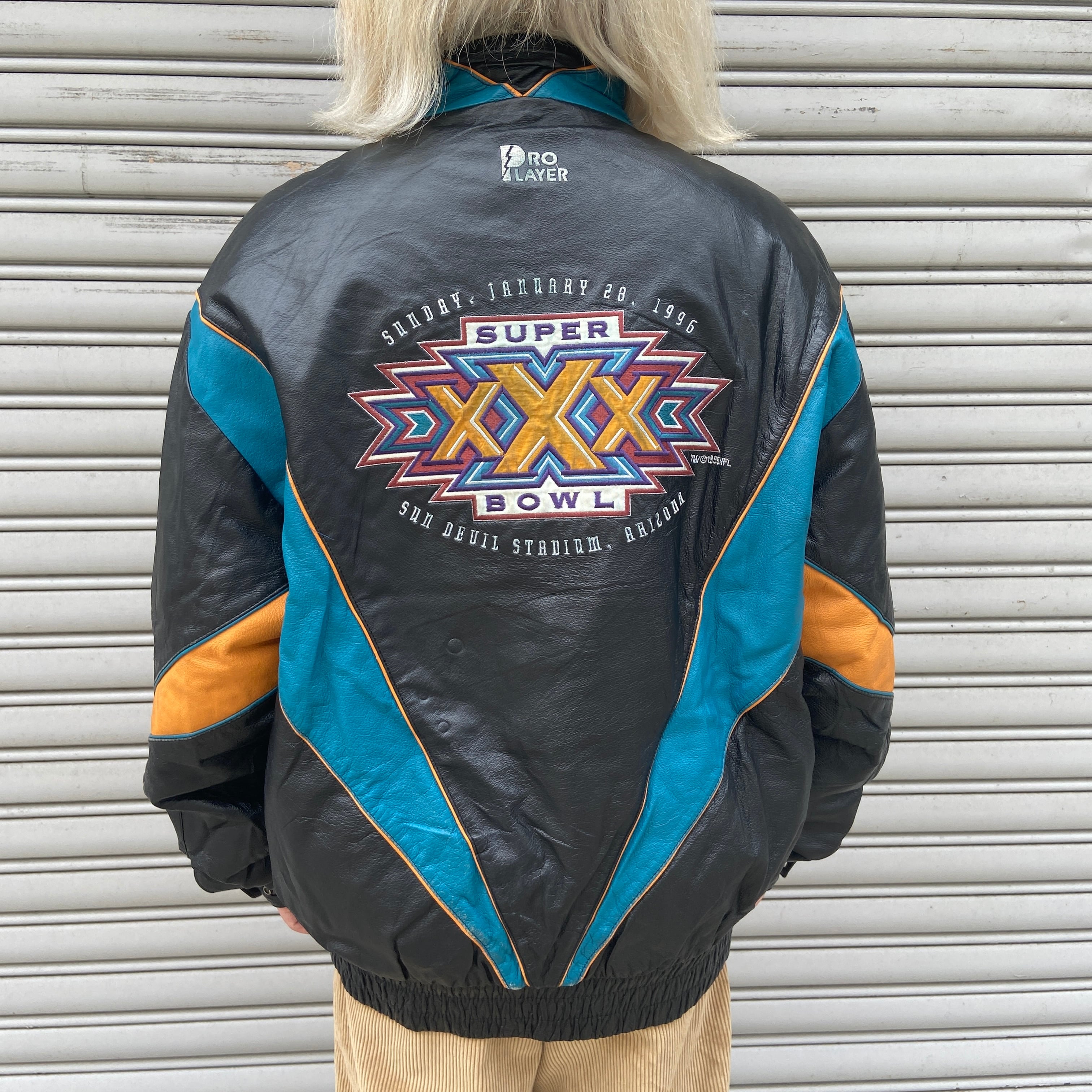 90s PROPLAYER NFL スーパーボウル レザースタジャン 黒 M | 古着屋 Uan
