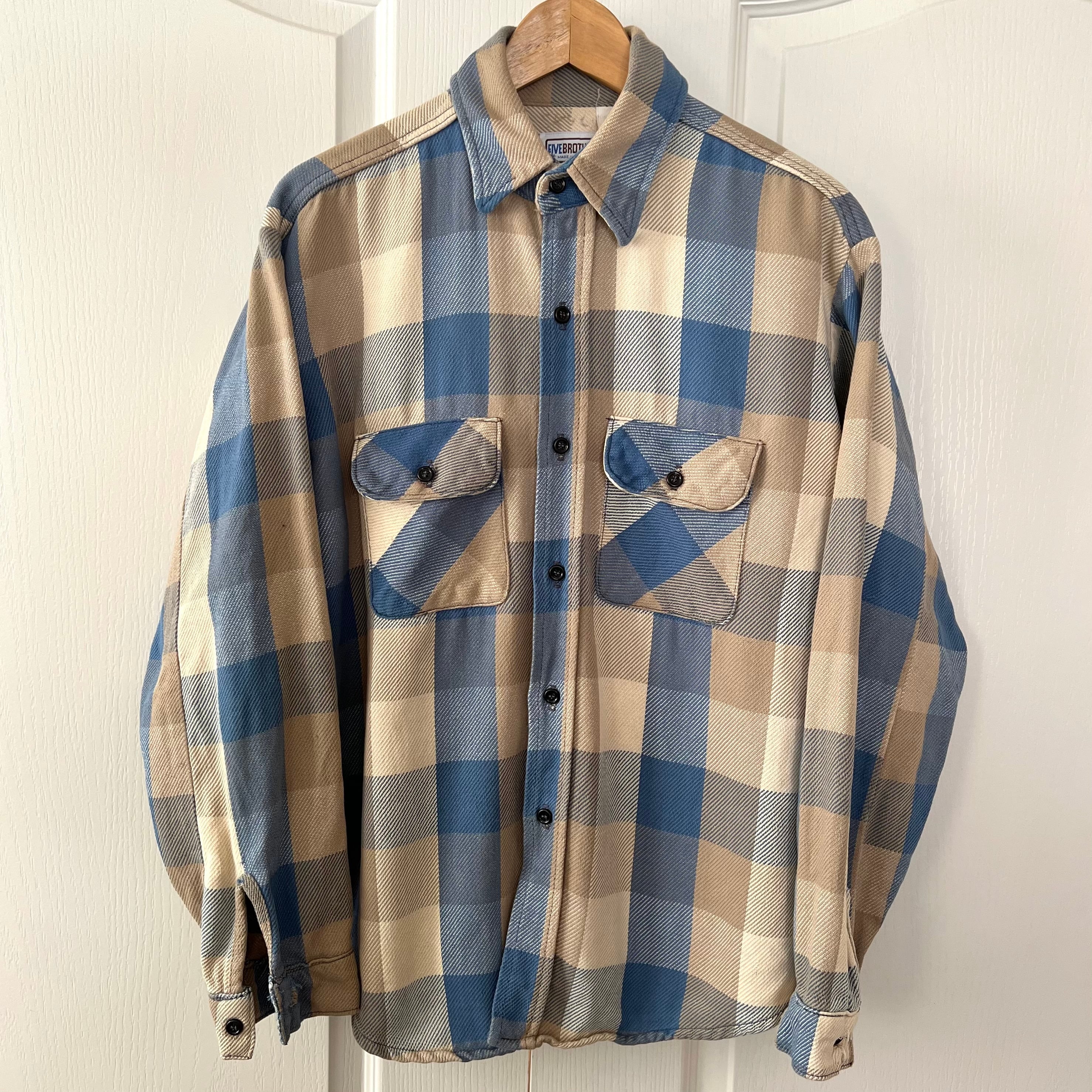 FIVE BROTHER USA製 80's ファイブブラザー ネルシャツ 長袖 ブロック