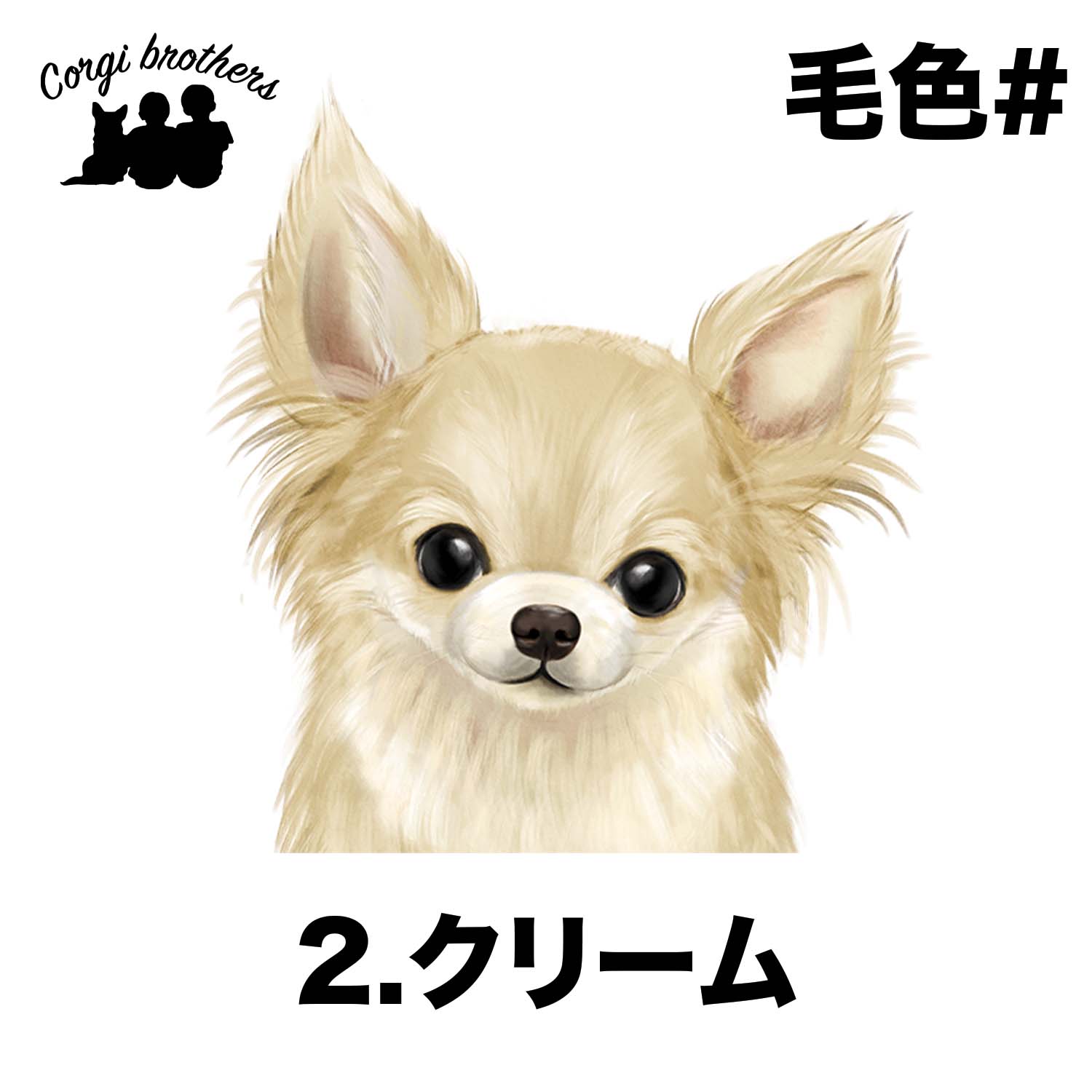 チワワ 水彩画風 毛色6色 】 タオルハンカチ ピンク＆ブルー2枚セット
