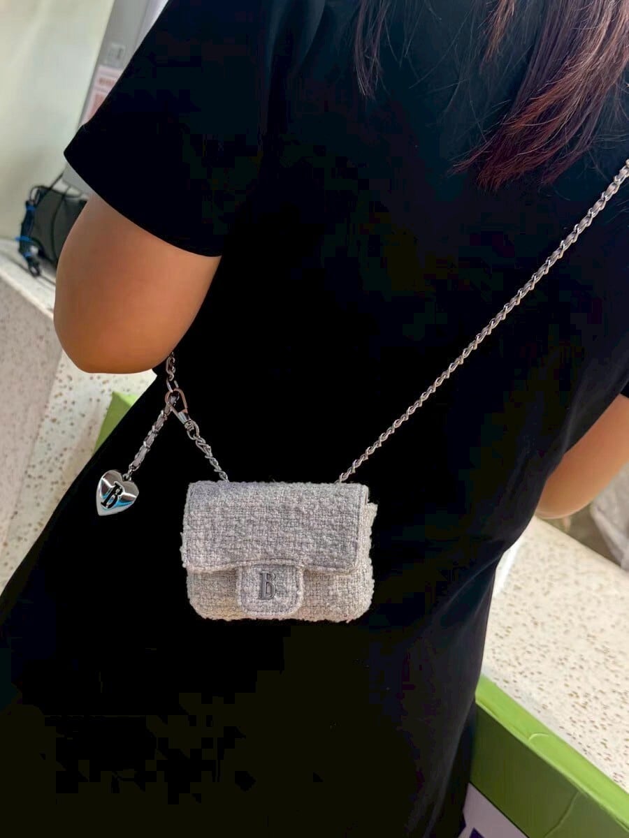 The Barnnet】Tweed Chain Belt Mini Bag | in the mist