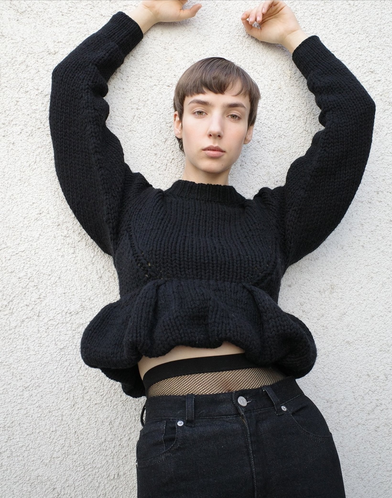 トップス CLANE PEPLUM HAND KNIT TOPS size1 PEPLUM HAND KNIT TOPS