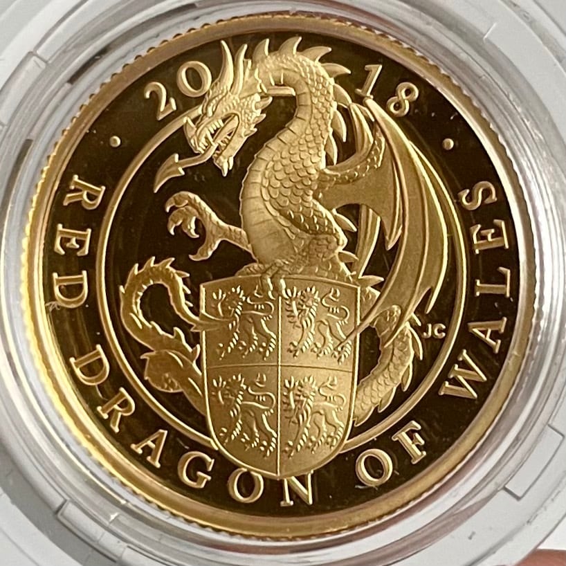 クイーンズ・ビースト ウェールズのレッドドラゴン 1/4オンス金貨