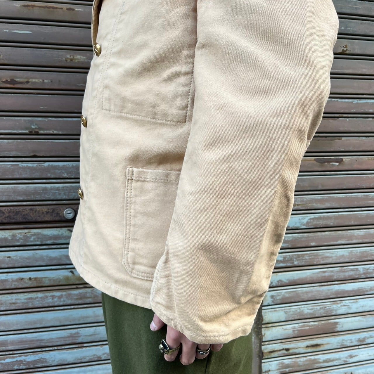美品 70s ドイツ ヴィンテージ モールスキン ダブルブレスト