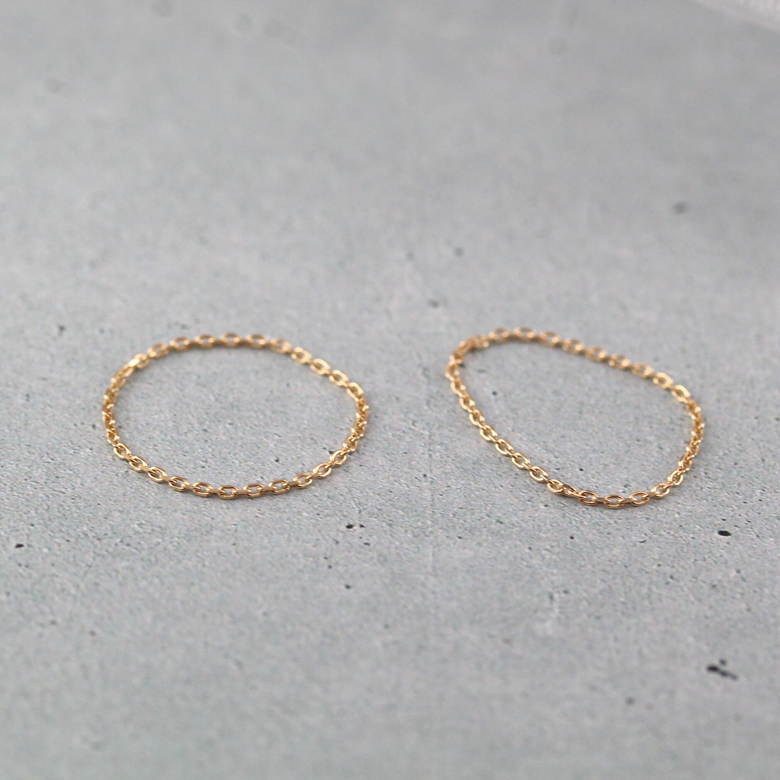 K18 極細 1mm シャインチェーンリング つけっぱなし No.132 | スキン