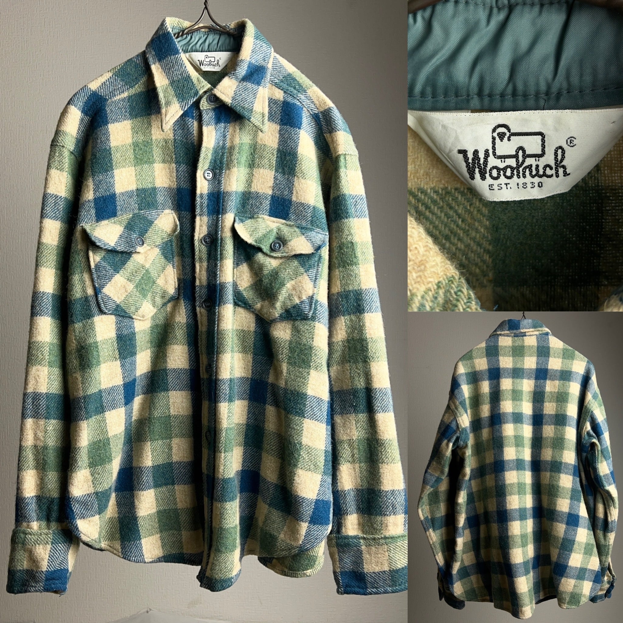 70's Woolrich Plaid Wool Shirt SIZE L 70年代 ウールリッチ ウール