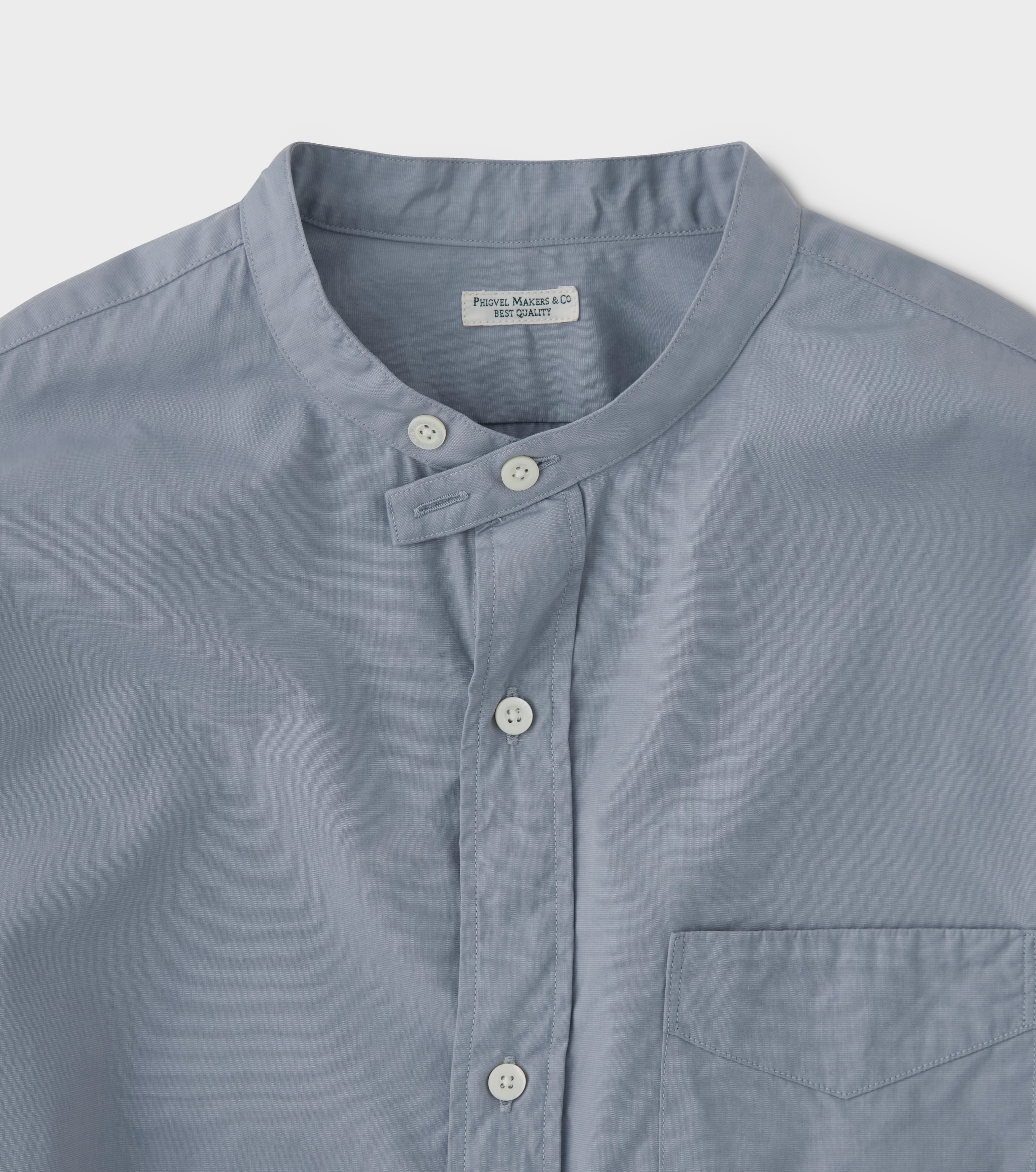 PHIGVEL - BAND COLLAR DRESS SHIRT | HUMAN and THINGS