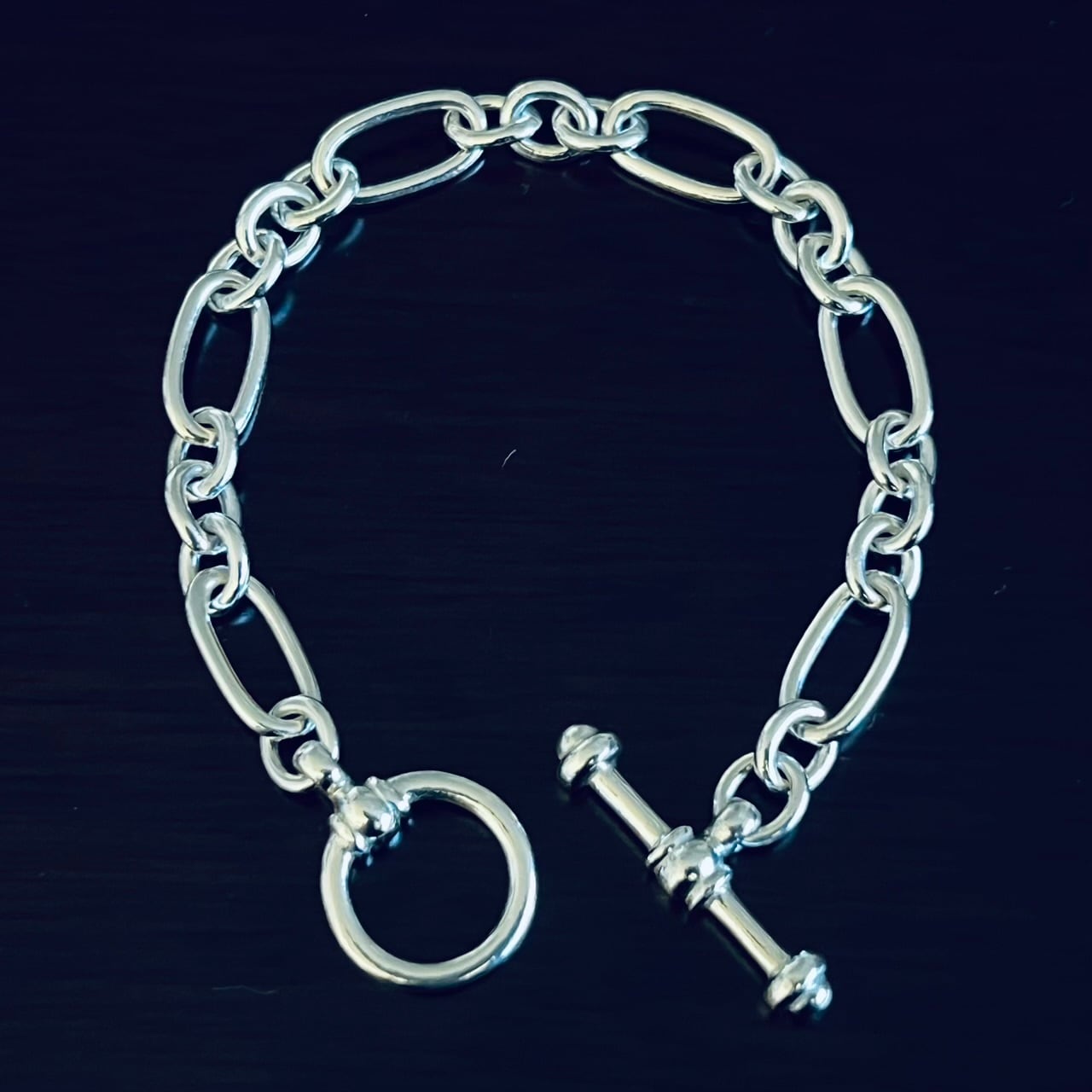 OLD TIFFANY & CO. Oval Chain Toggle Bracelet Sterling Silver
