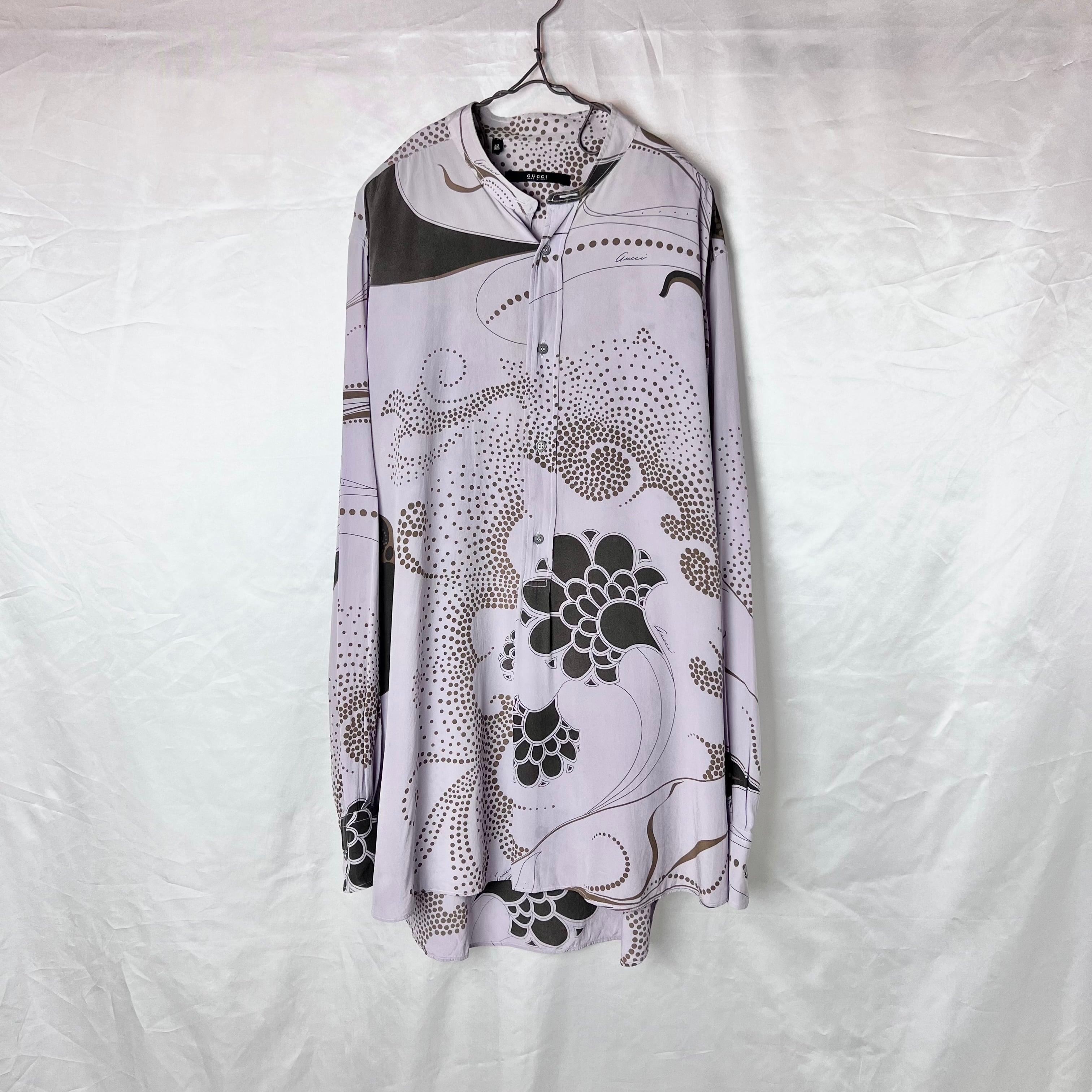 2001AW Gucci by Tom Ford Japanese Pattern Pullover Silk Shirt