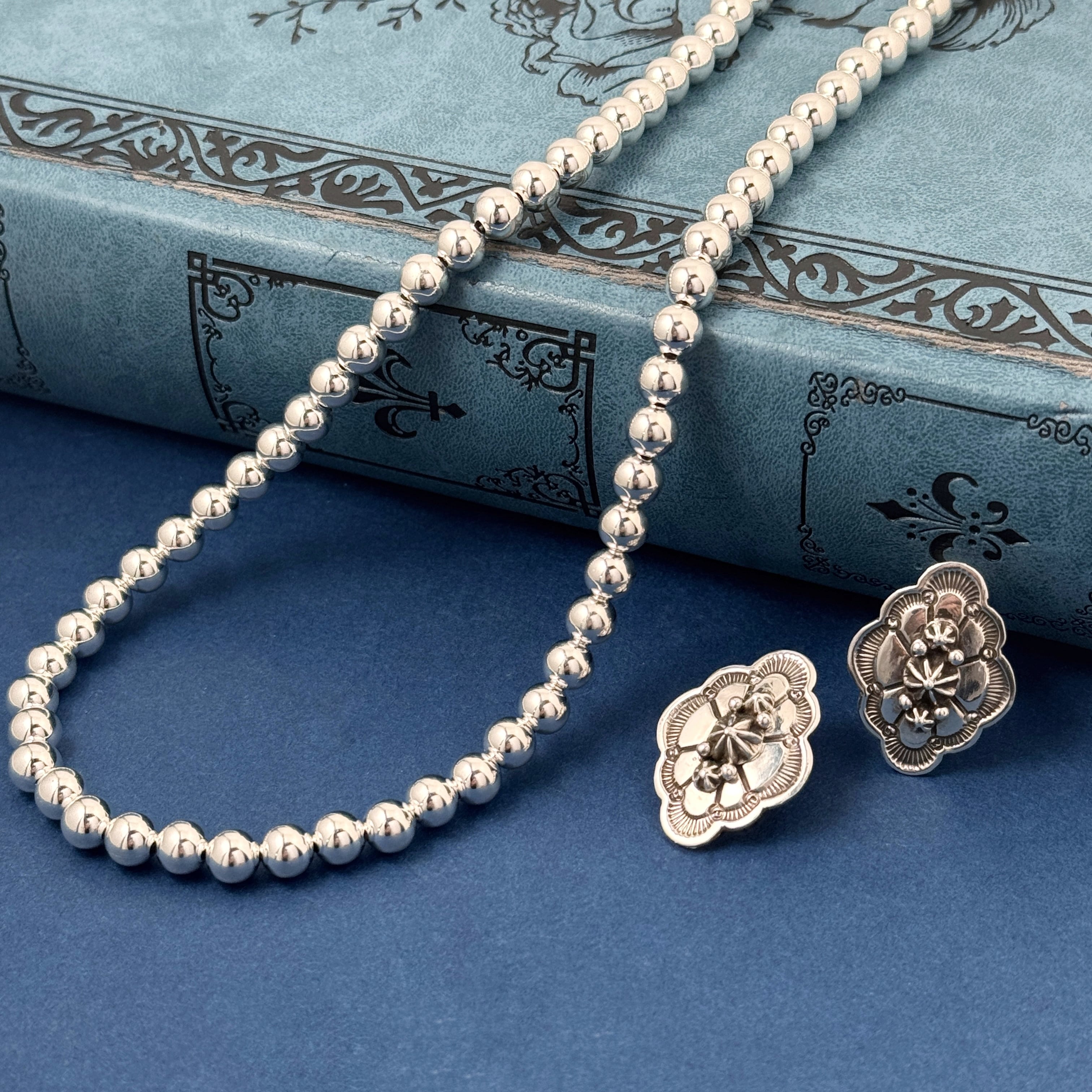 ラスト2！！】ナバホパール ネックレス 丸玉 6mm 55cm《Indian Jewelry