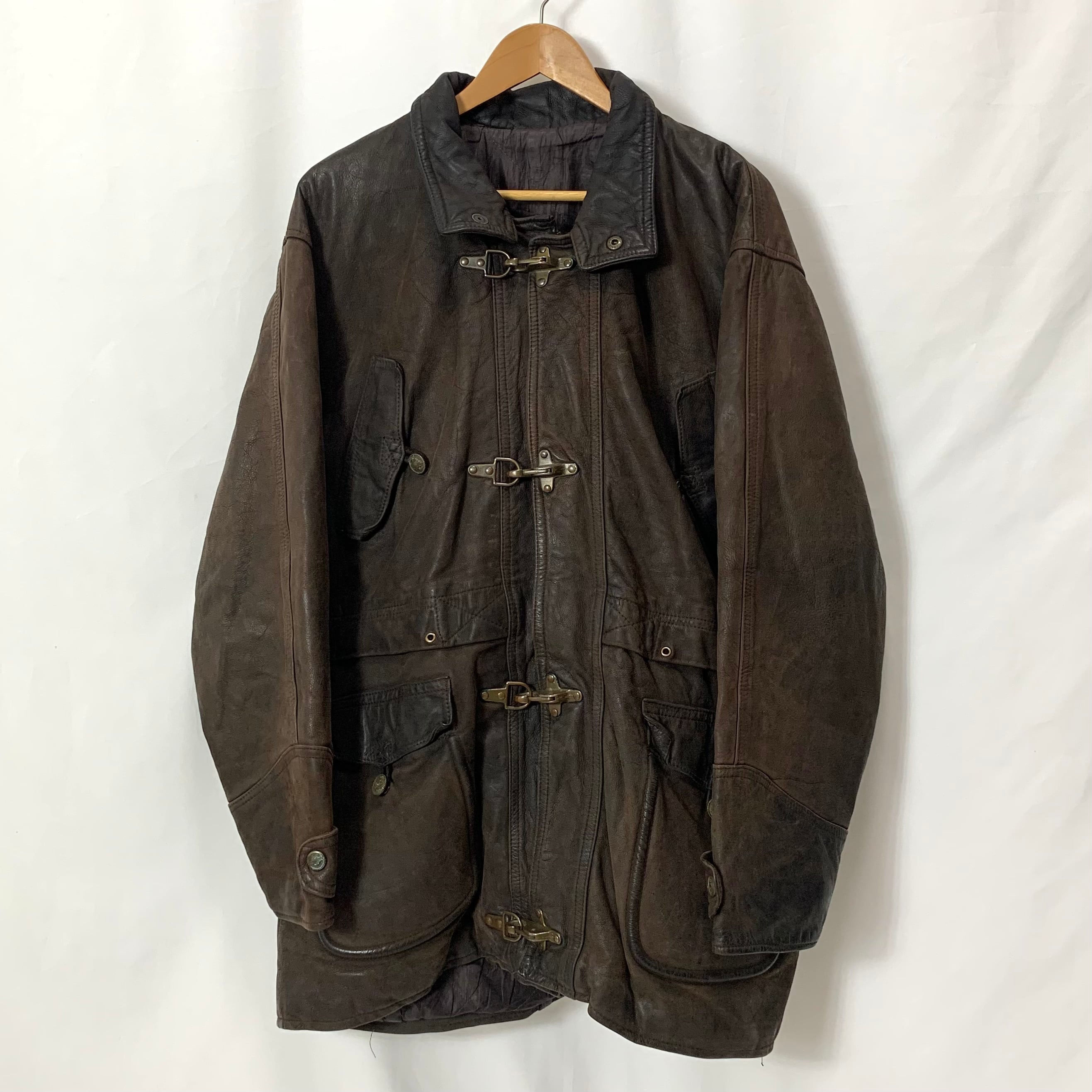 vintage old Italy 90s Fireman Leather Jacket レザーファイヤーマン