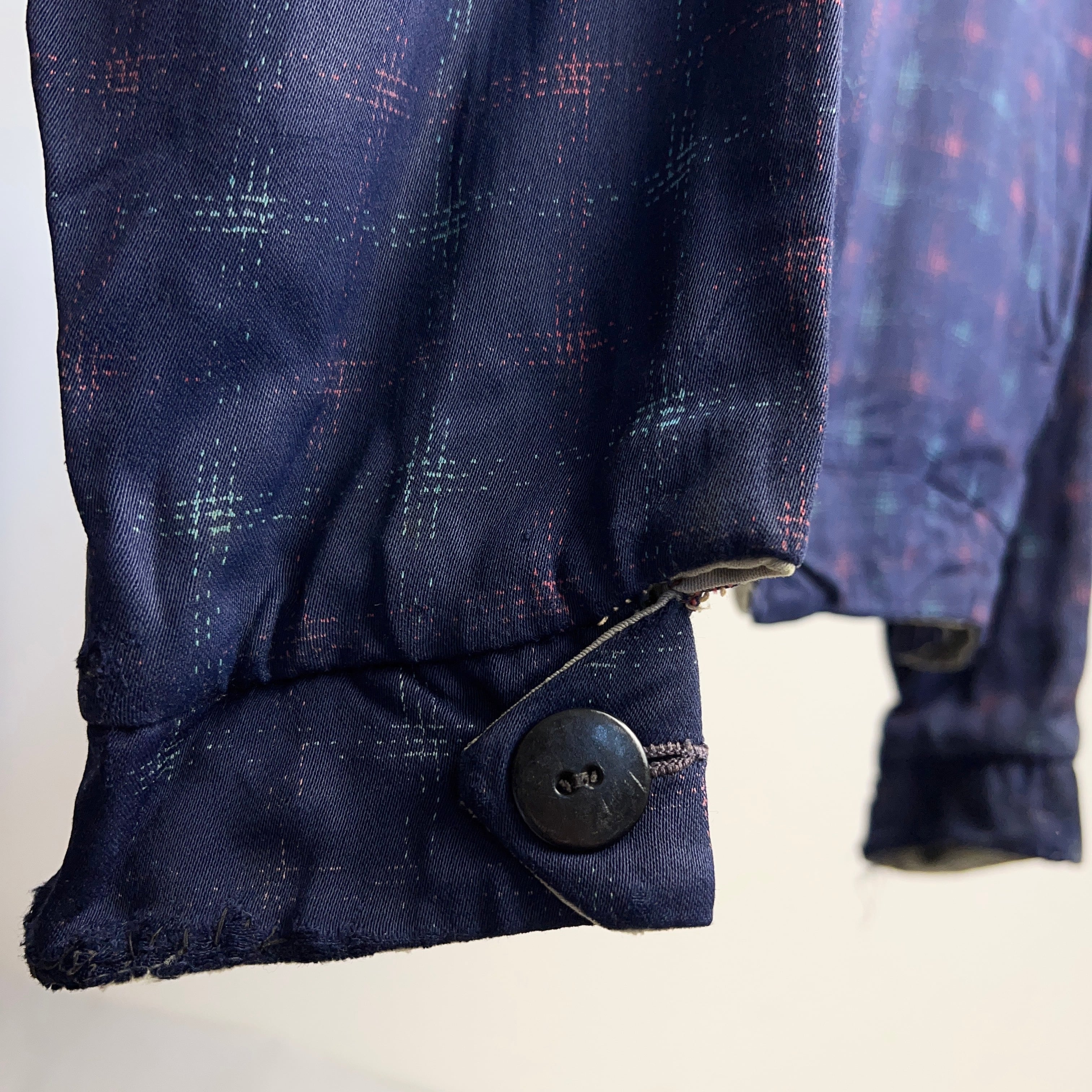Special! 1950's KASURI PATTERNED RAYON GABARDINE JACKET 50年代 絣