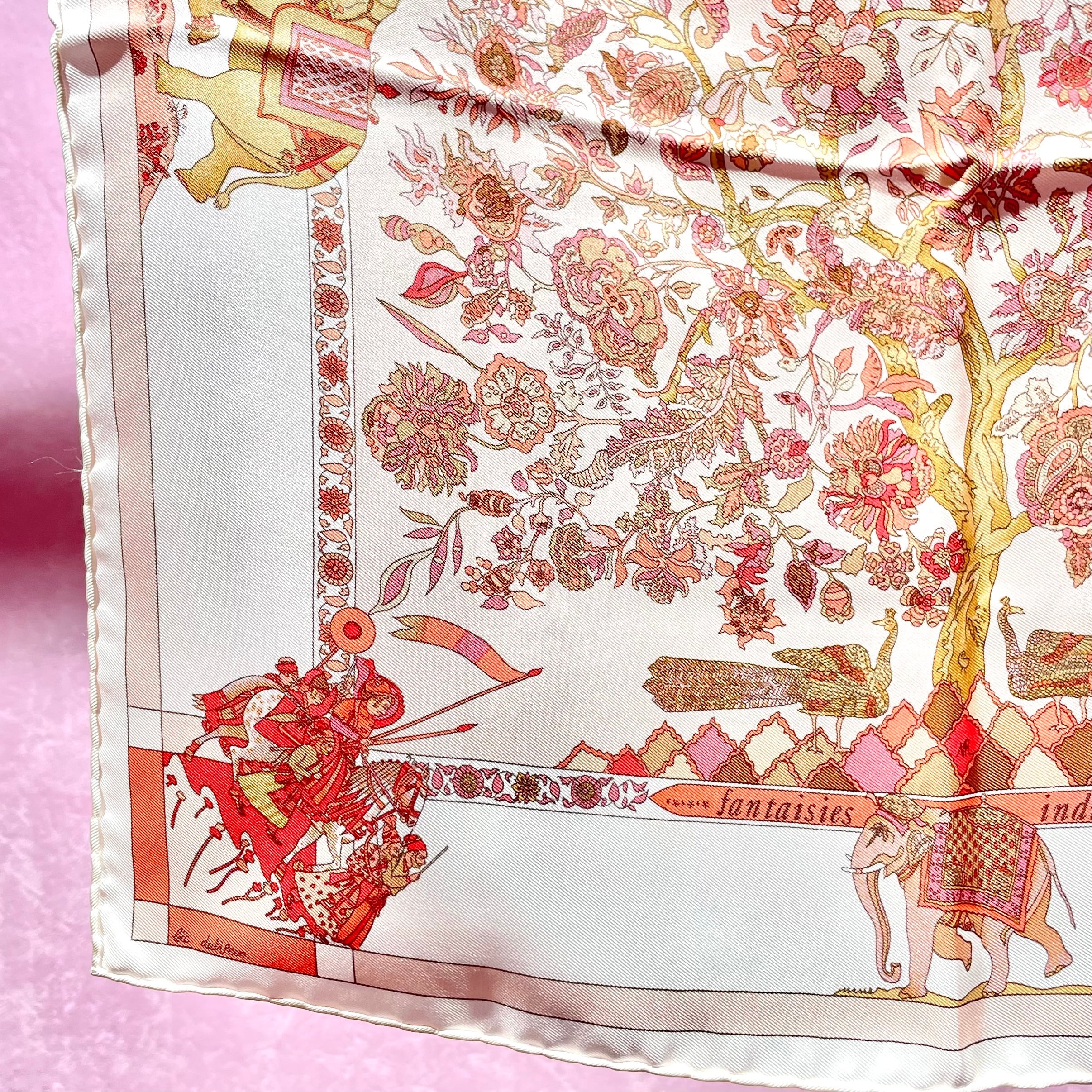 HERMES ミニスカーフ プチカレ FANTAISIES INDIENNES ベビーピンク