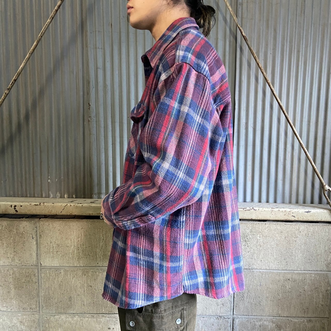 90年代 Five Brother ファイブブラザー チェック柄 長袖 ヘビー