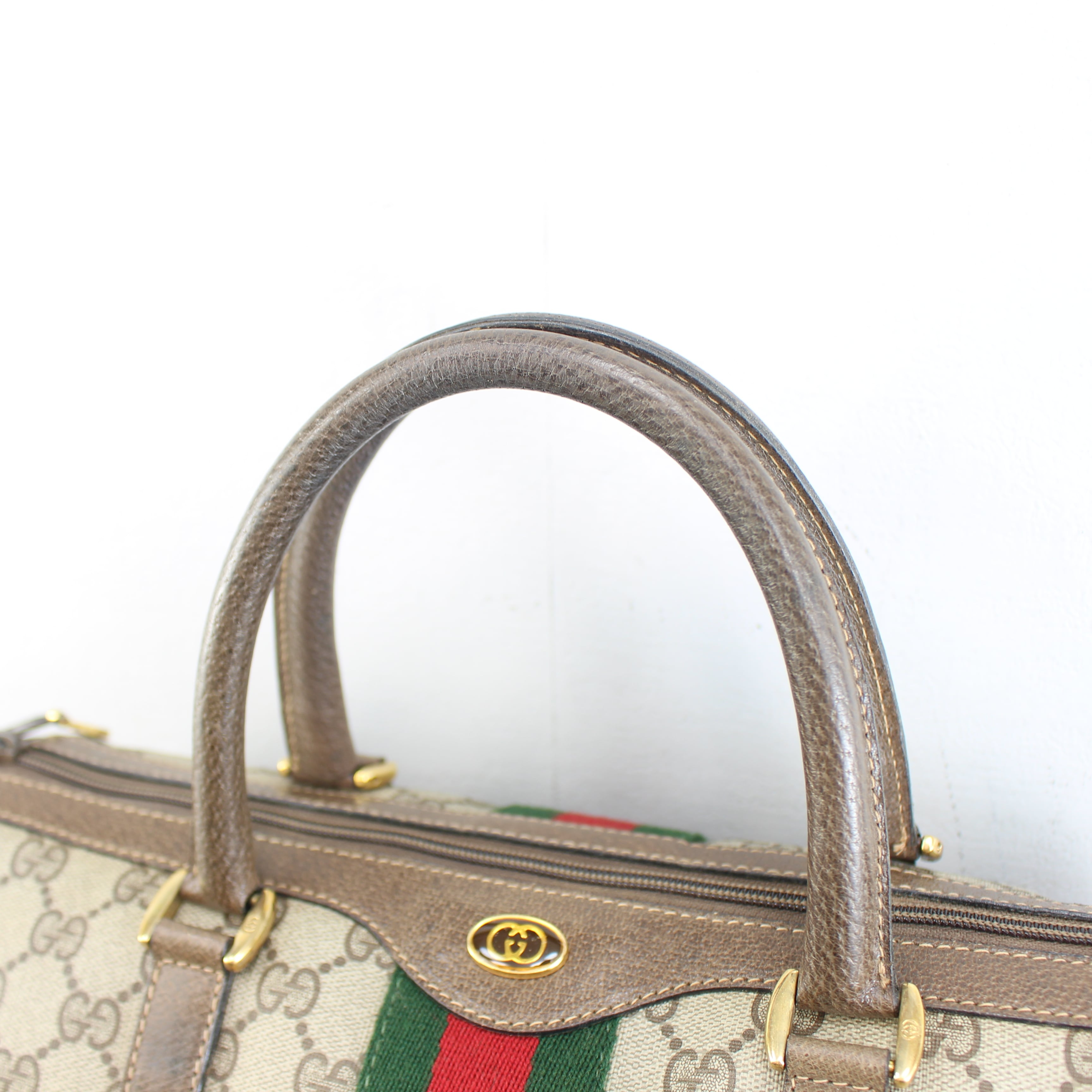 OLD GUCCI SHERRY LINE GG PATTERNED MINI BOSTON SHOULDER BAG MADE