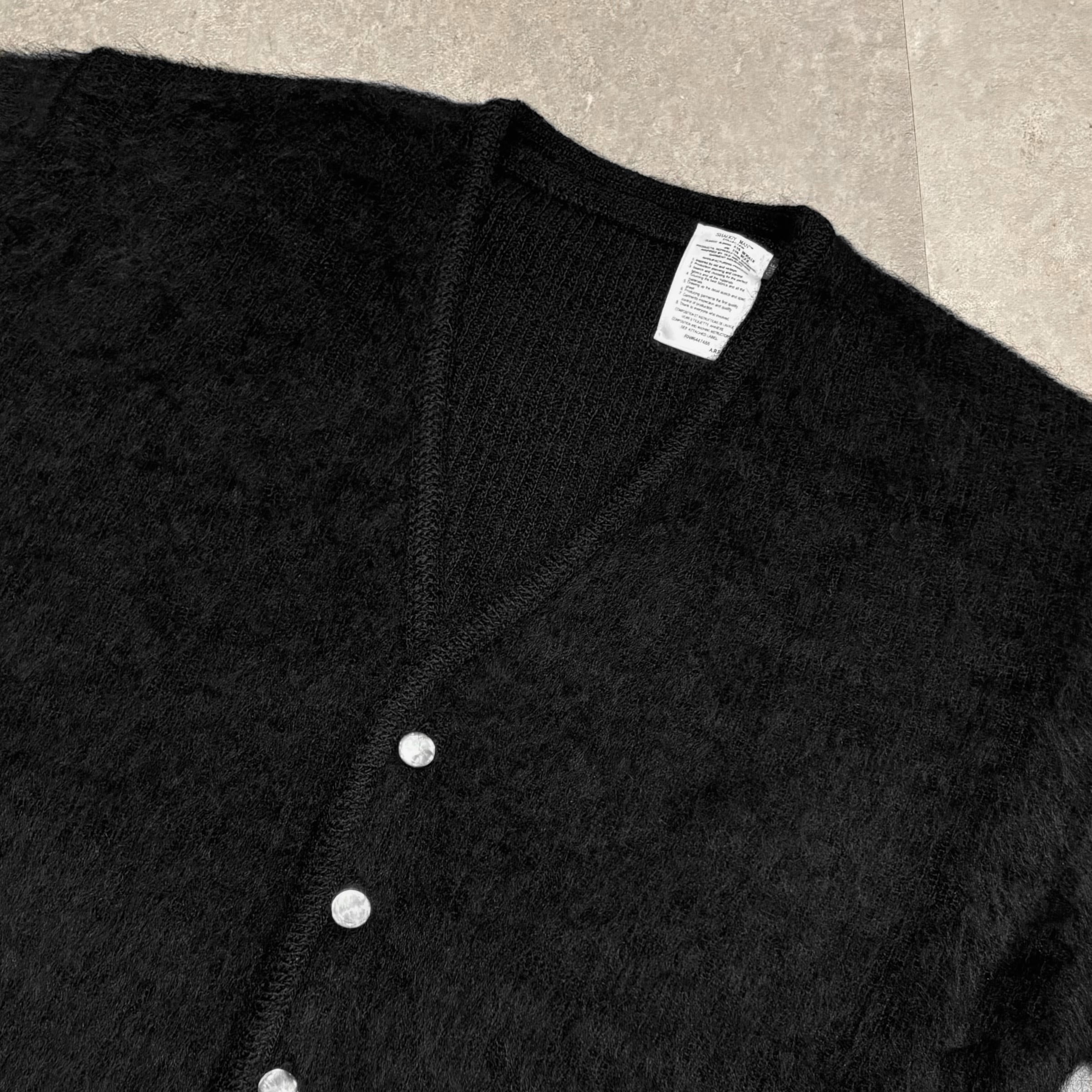 A.R.P.®︎ Shaggy Man™︎ Mohair Cardigan W/Pocket Pure Black モヘア