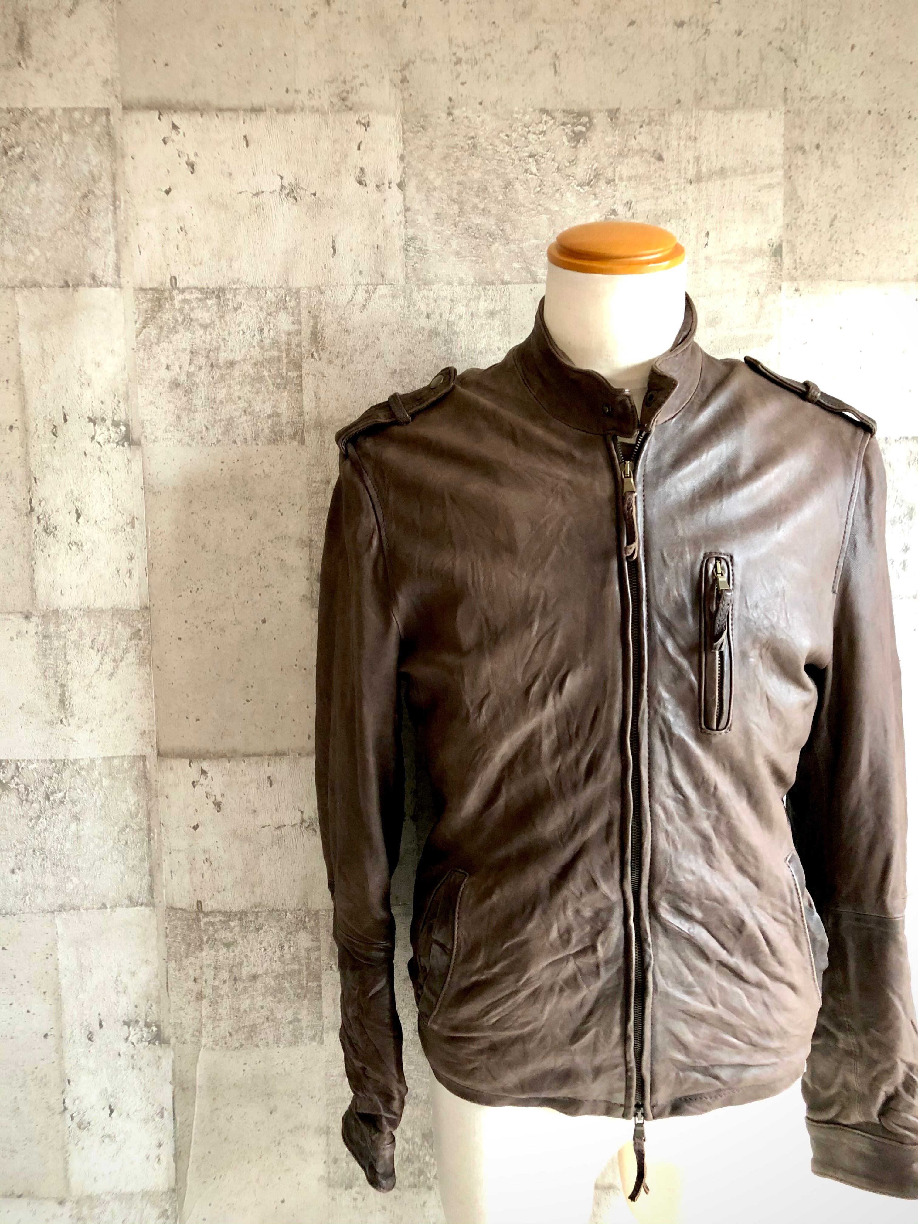 最高級 イタリア製 LOT78 LAMB LEATHER RIDERS JACKET ロット78 本革