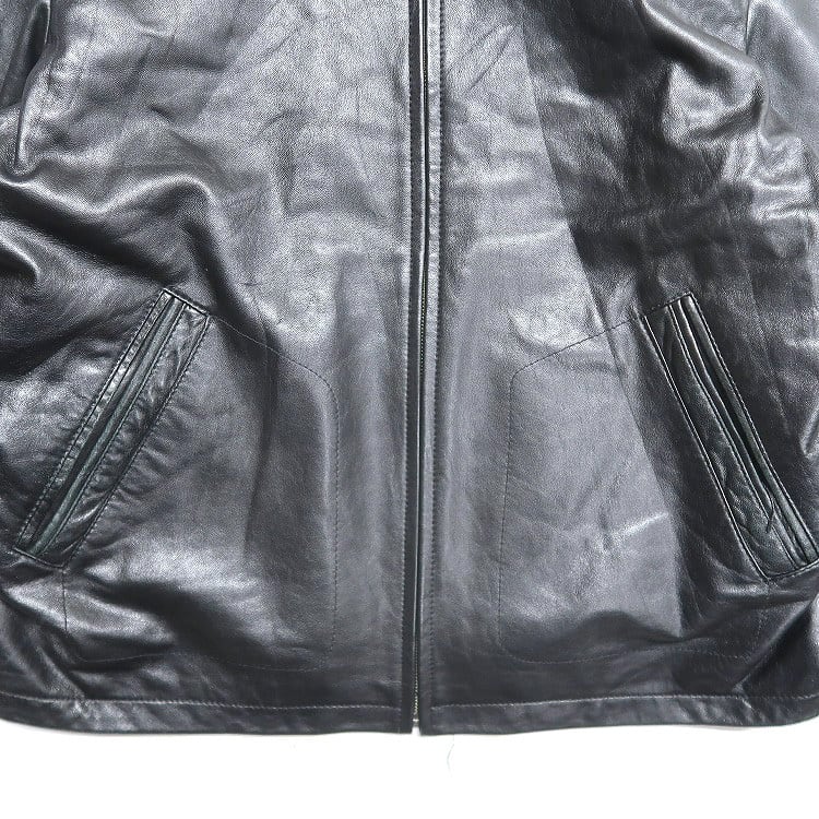 古着 COLLEZIONE レザージャケット ブルゾン ブラック 表記：XL