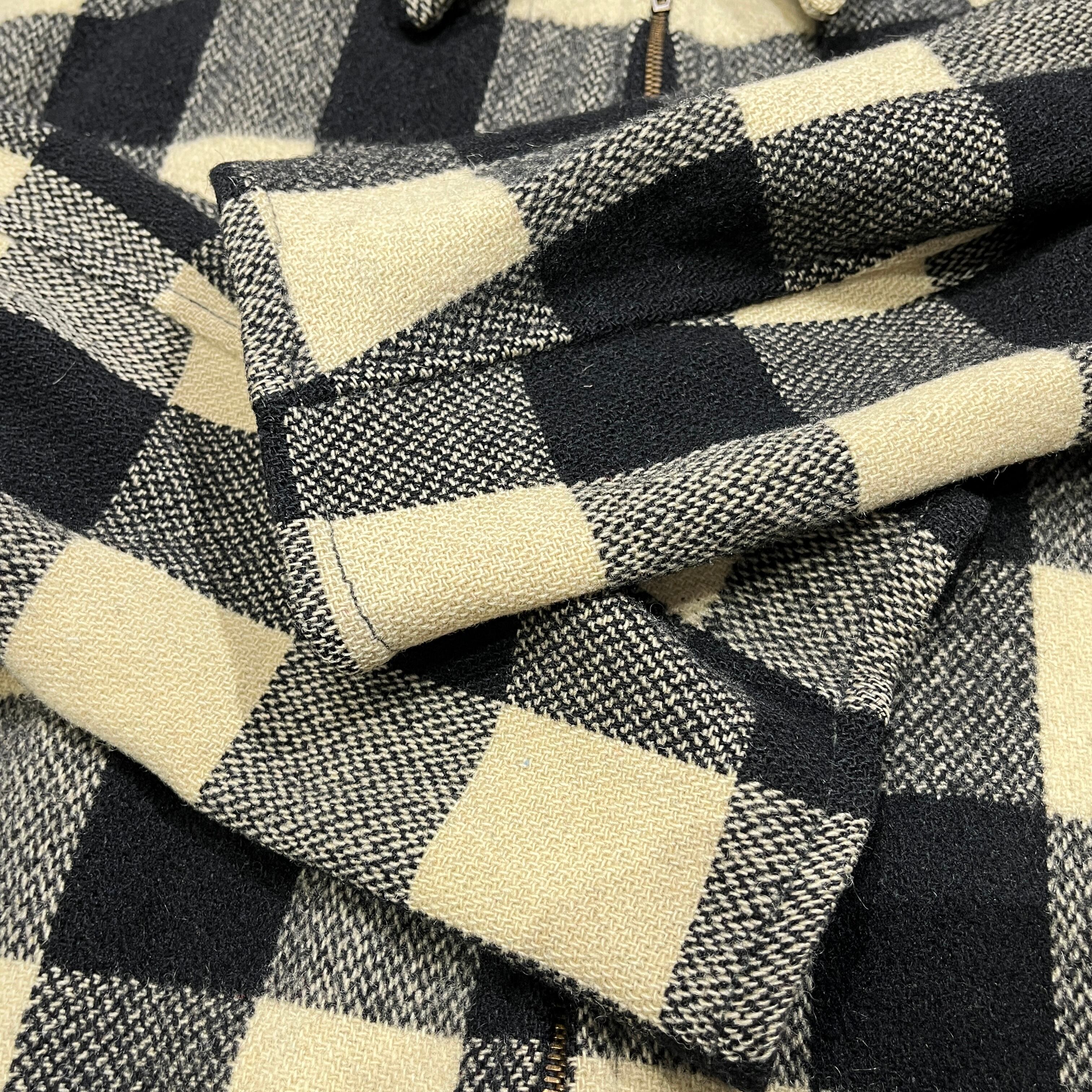 60s HERCULES Outwear by Sears Block Check Black White Wool Jacket