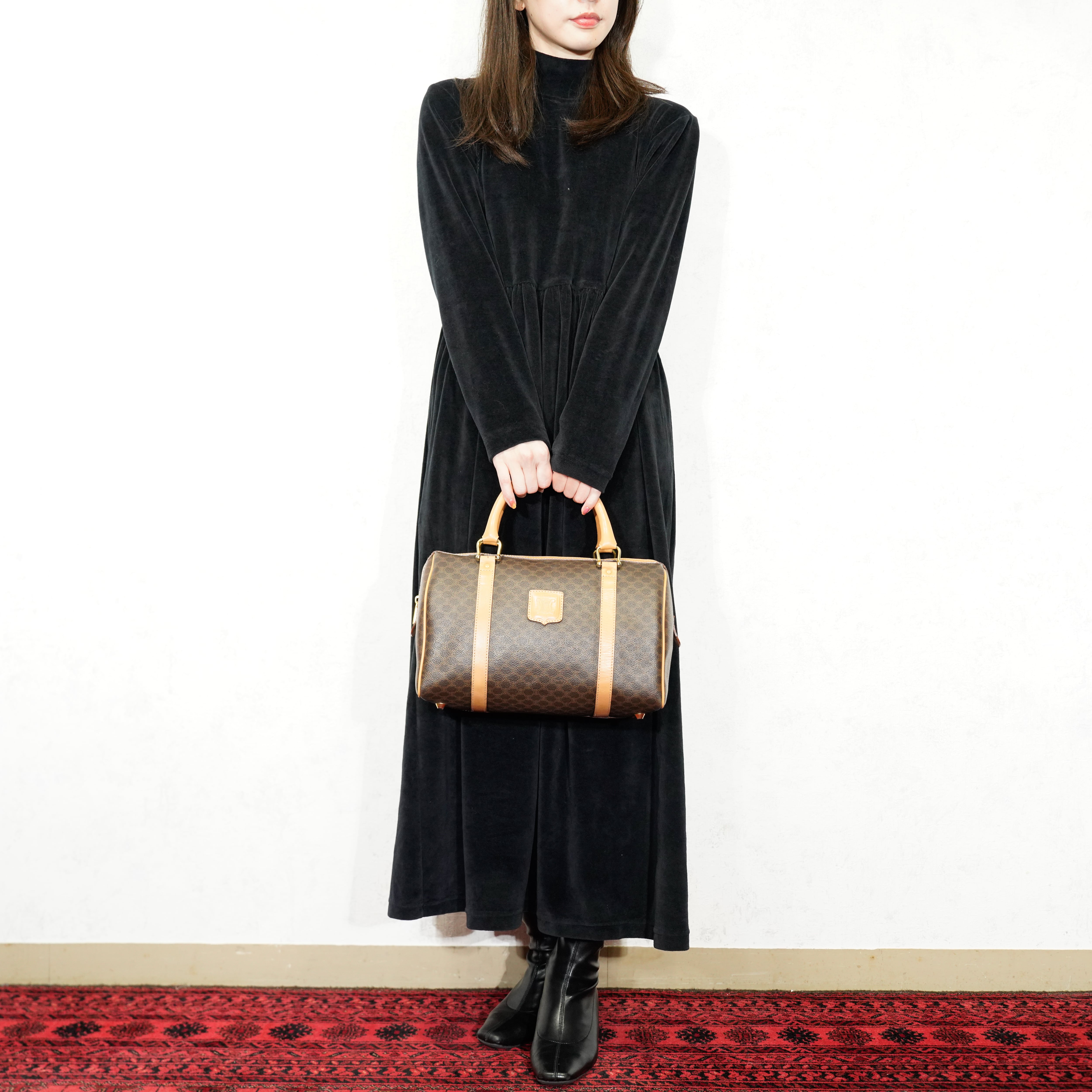 CELINE MACADAM PATTERNED BOSTON BAG MADE IN ITALY/オールドセリーヌ
