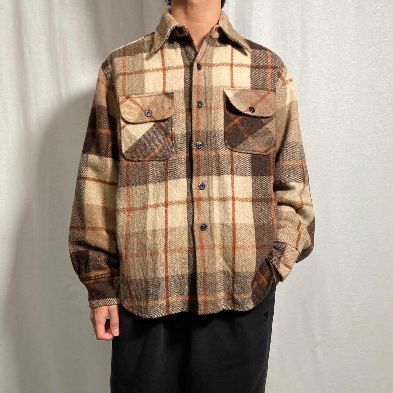 70年代 PURITAN ヘビーウールシャツ CPOシャツ チェックシャツ メンズL