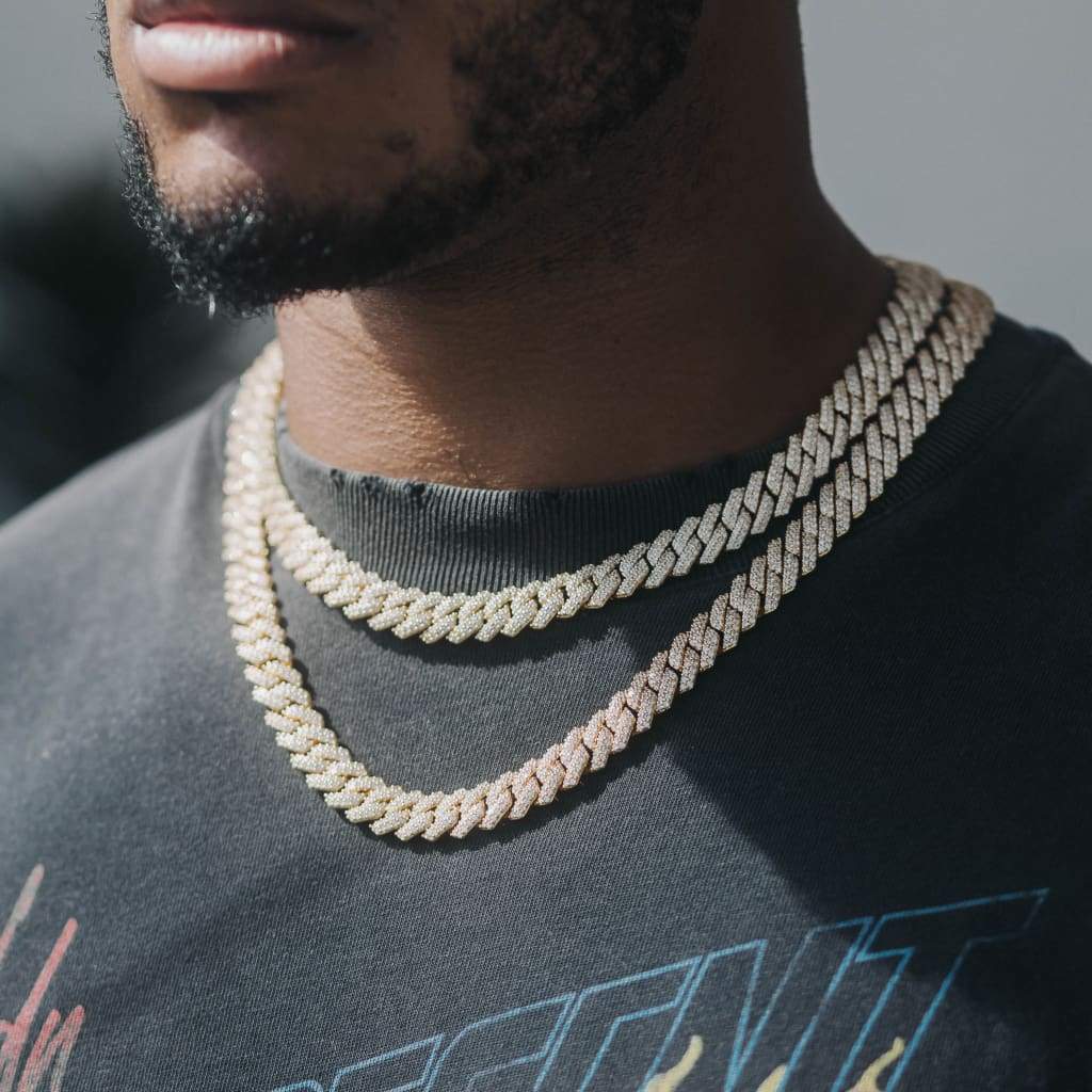 18kgp Iced Out Prong Chain Necklace 【14mm / GOLD】 | Glitter