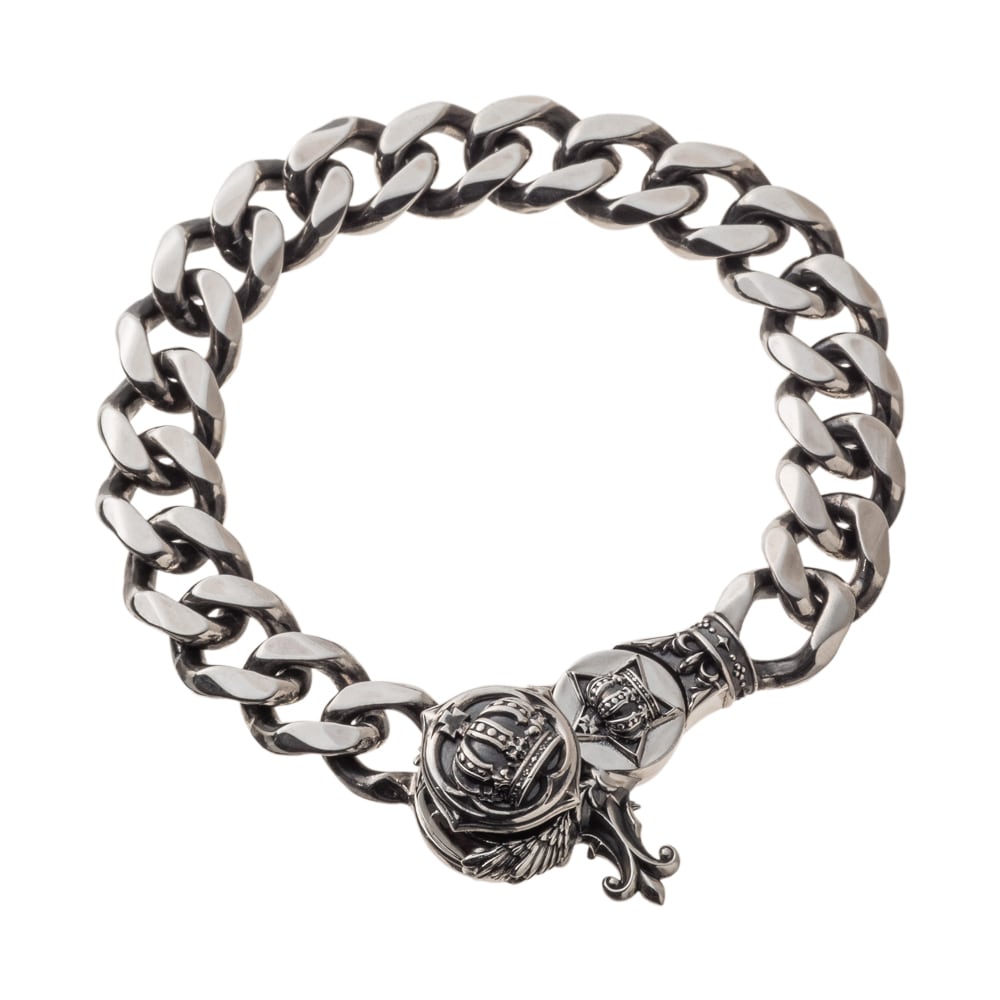 クラウンレザーブレスレット AKB0030 Crown leather bracelet シルバー