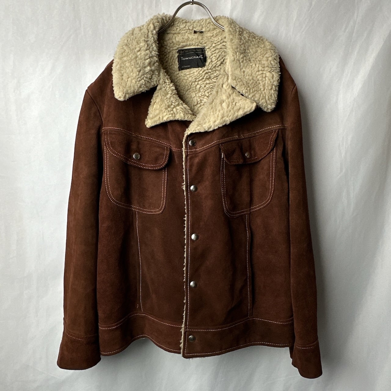 70s タウンクラフト 本革スウェード レザー ジャケット 裏地ボア 42