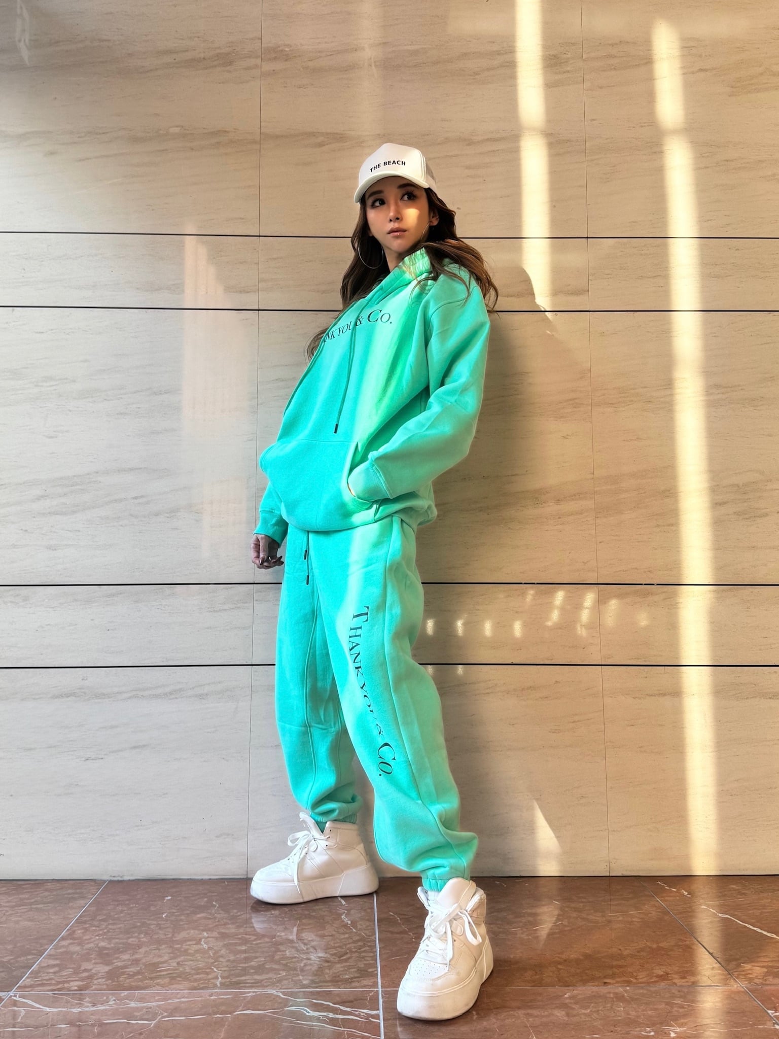 Thank you & co スウェットパンツ ティファニーブルー ユニセックス