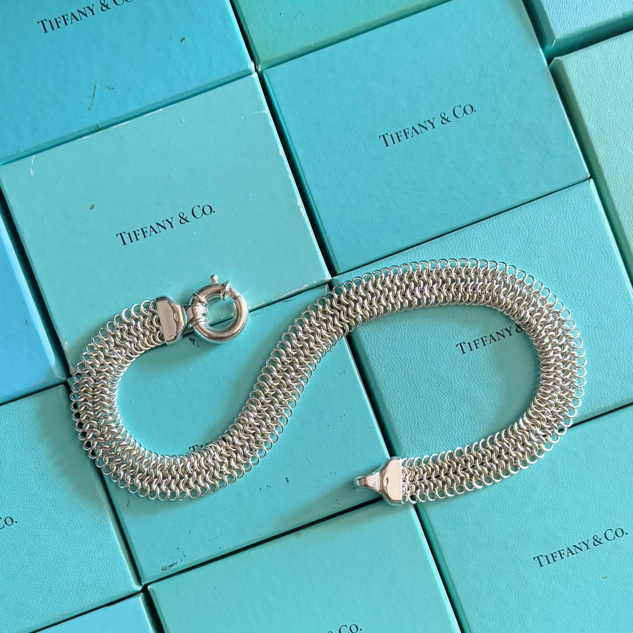 vintage tiffany&co. braid link necklace chokerシルバー925
