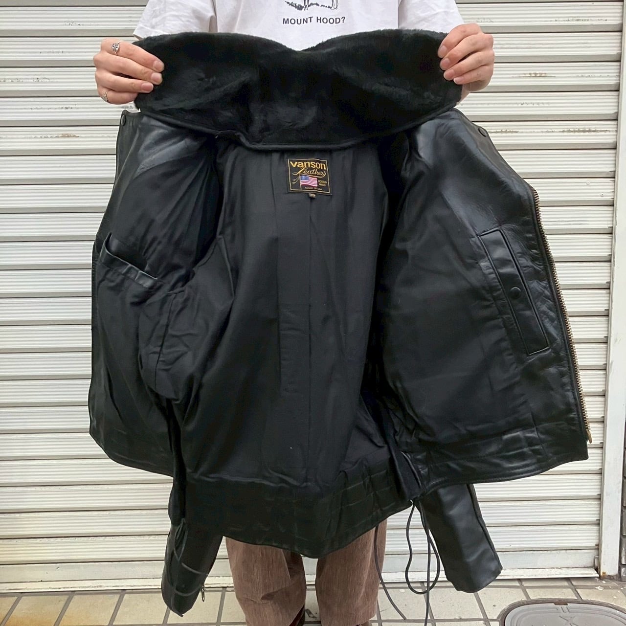 希少 90s USA製 VANSON 純正 襟ボア CHP ダブル ライダースジャケット
