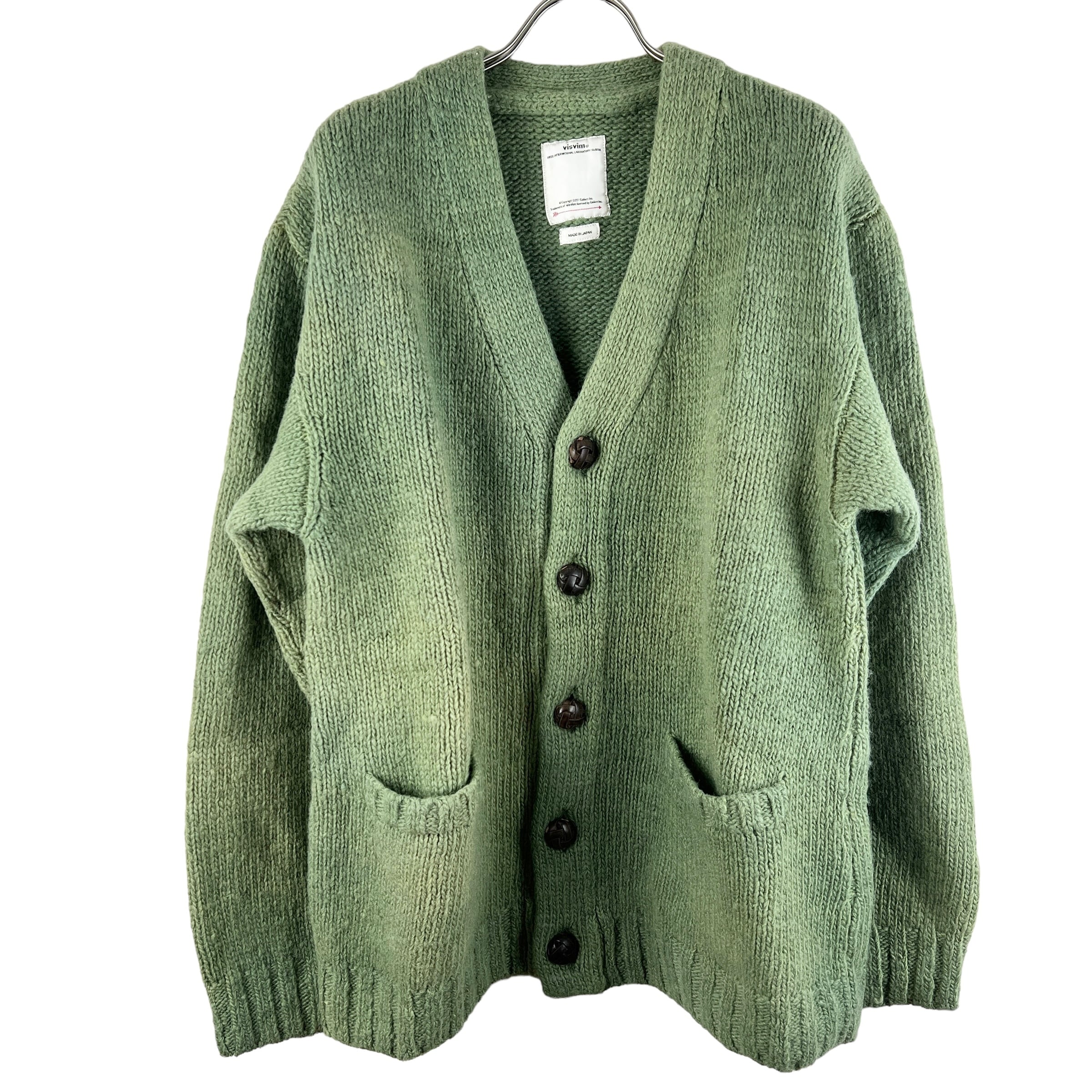 VISVIM(ビズビム) SELMER LONG UNEVEN DYE Knit Cardigan (green