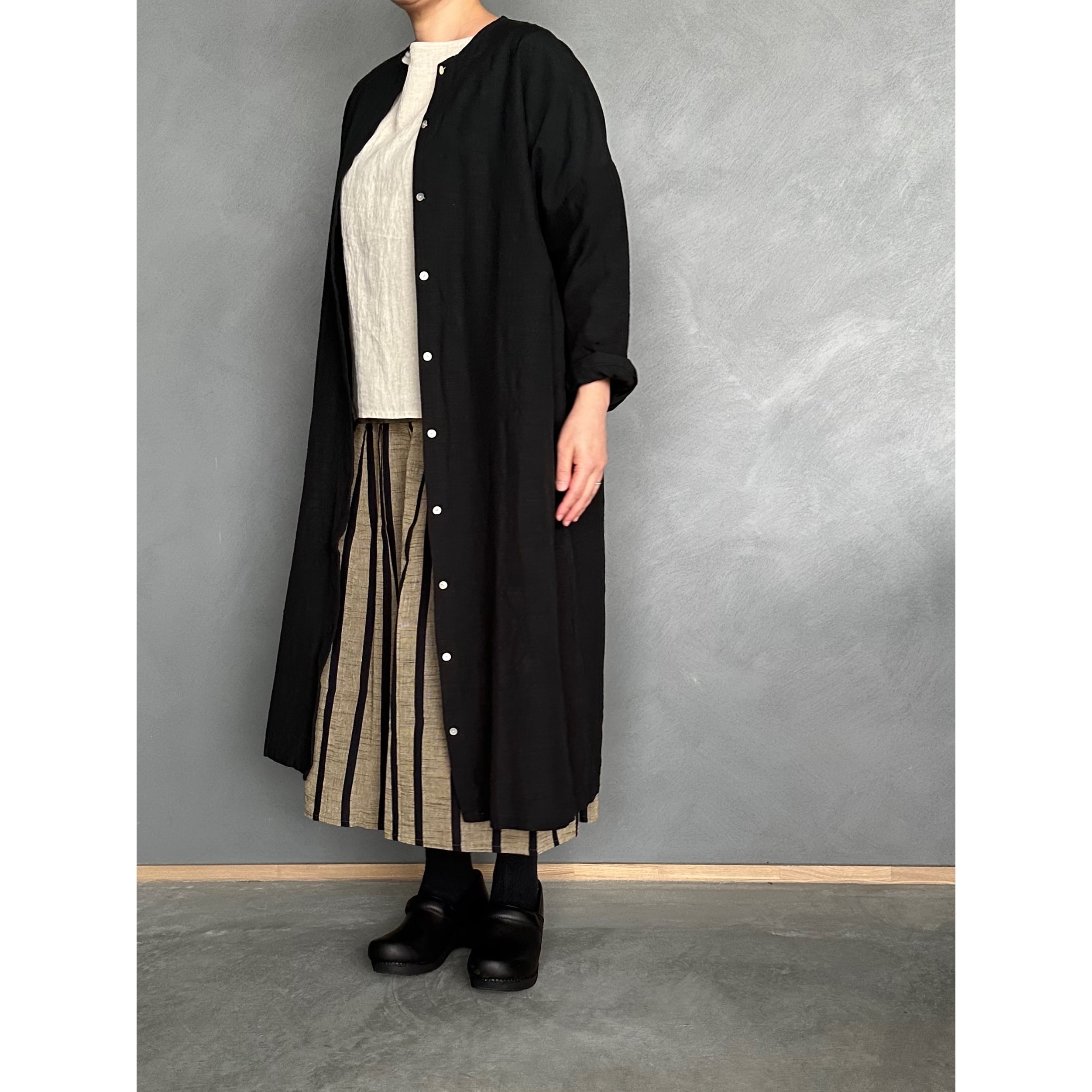 会津木綿 丸首ワンピース(＋袖丈20cm) YAMMA ヤンマ産業 | 日々花