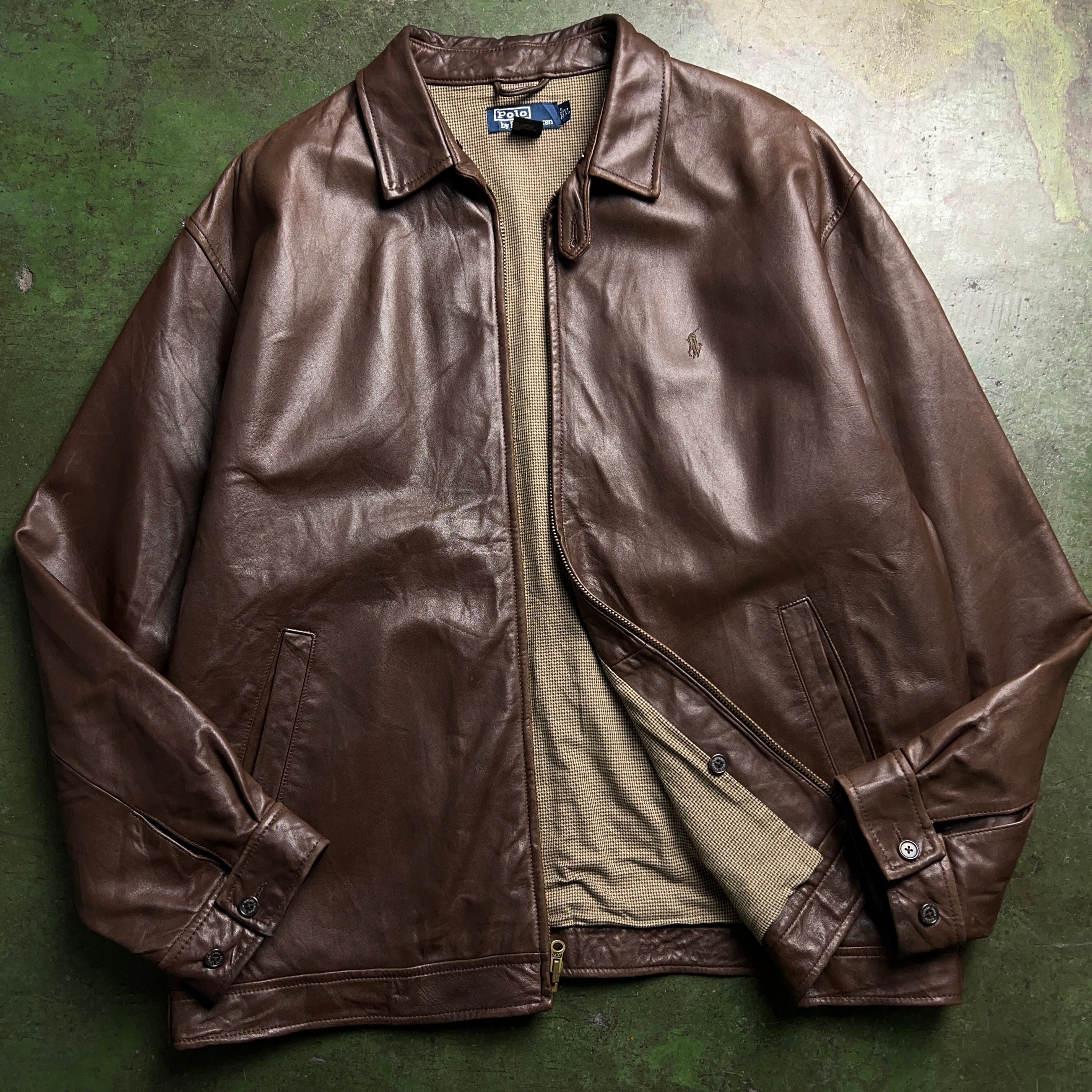90's Polo by Ralph Lauren Leather Swingtop Jacket SIZE XL 90年代