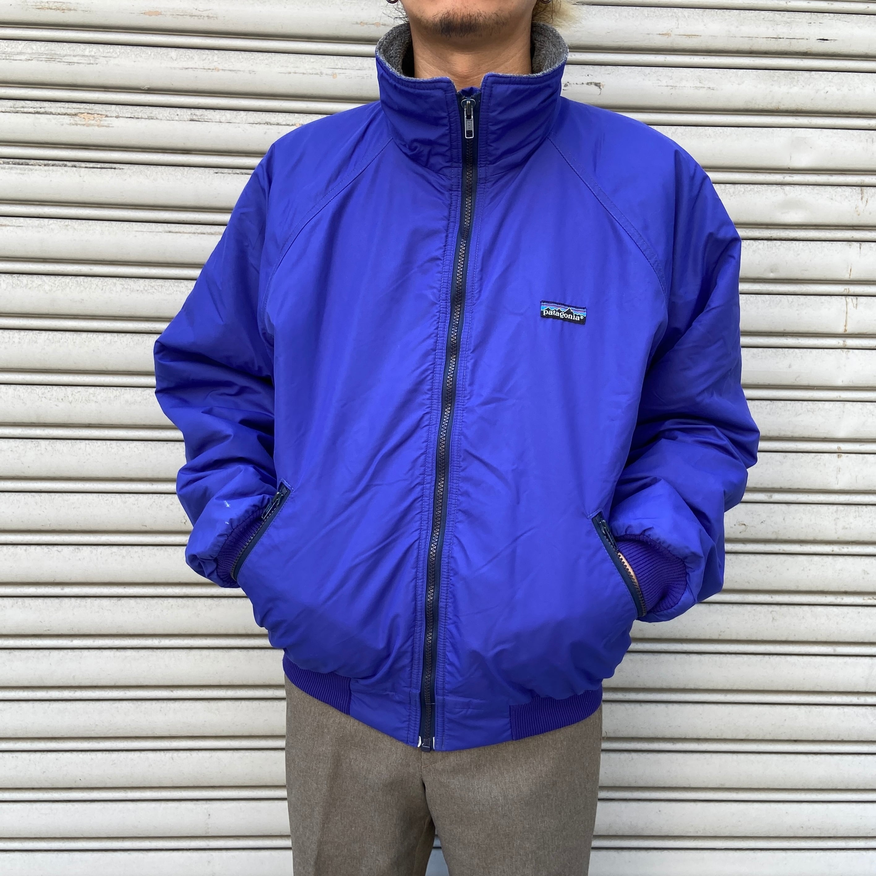 80s USA製 パタゴニア シェルドシンチラジャケット 三角タグ L ブルー