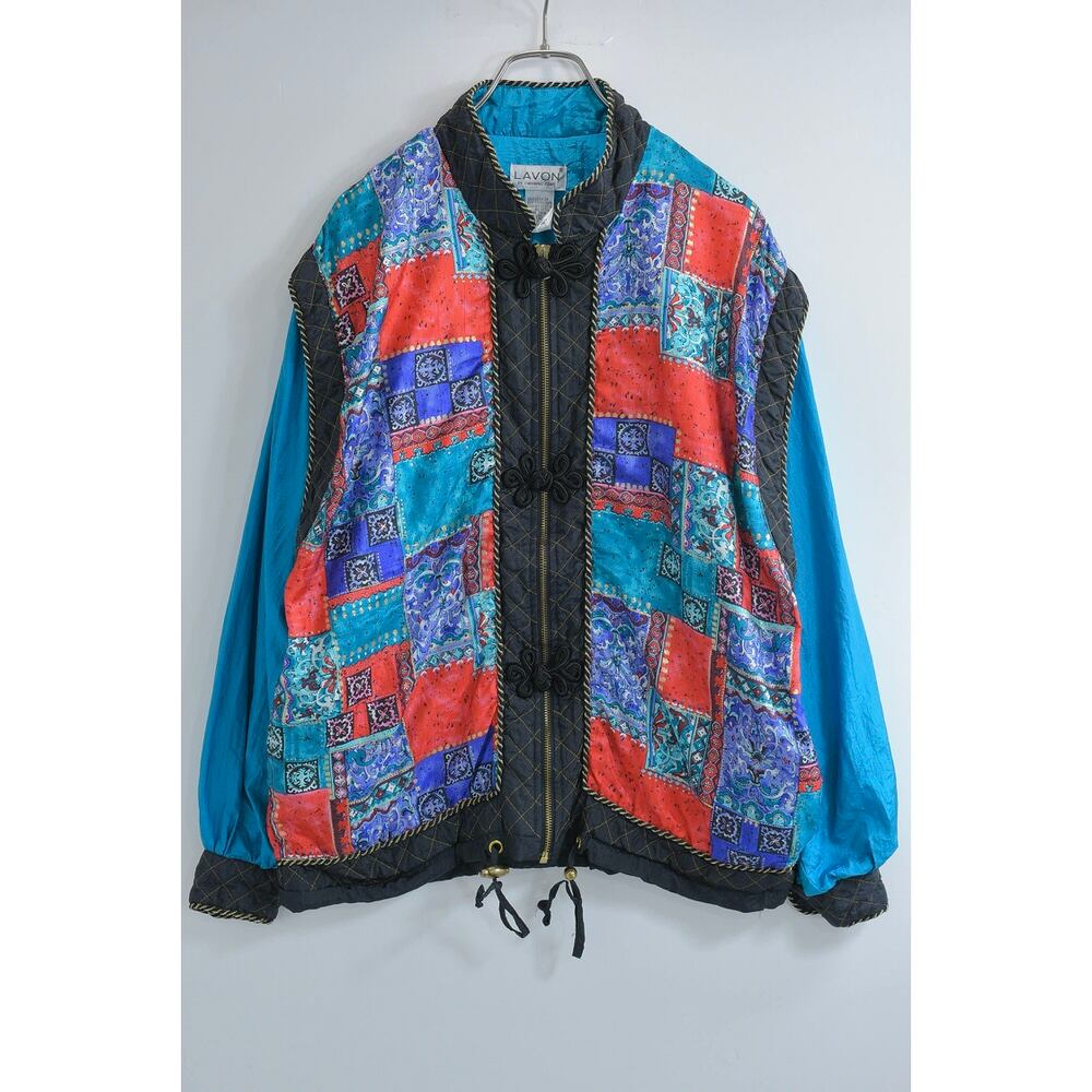 90s LAVON オリエンタルデザイン チャイナ風 ナイロンジャケット