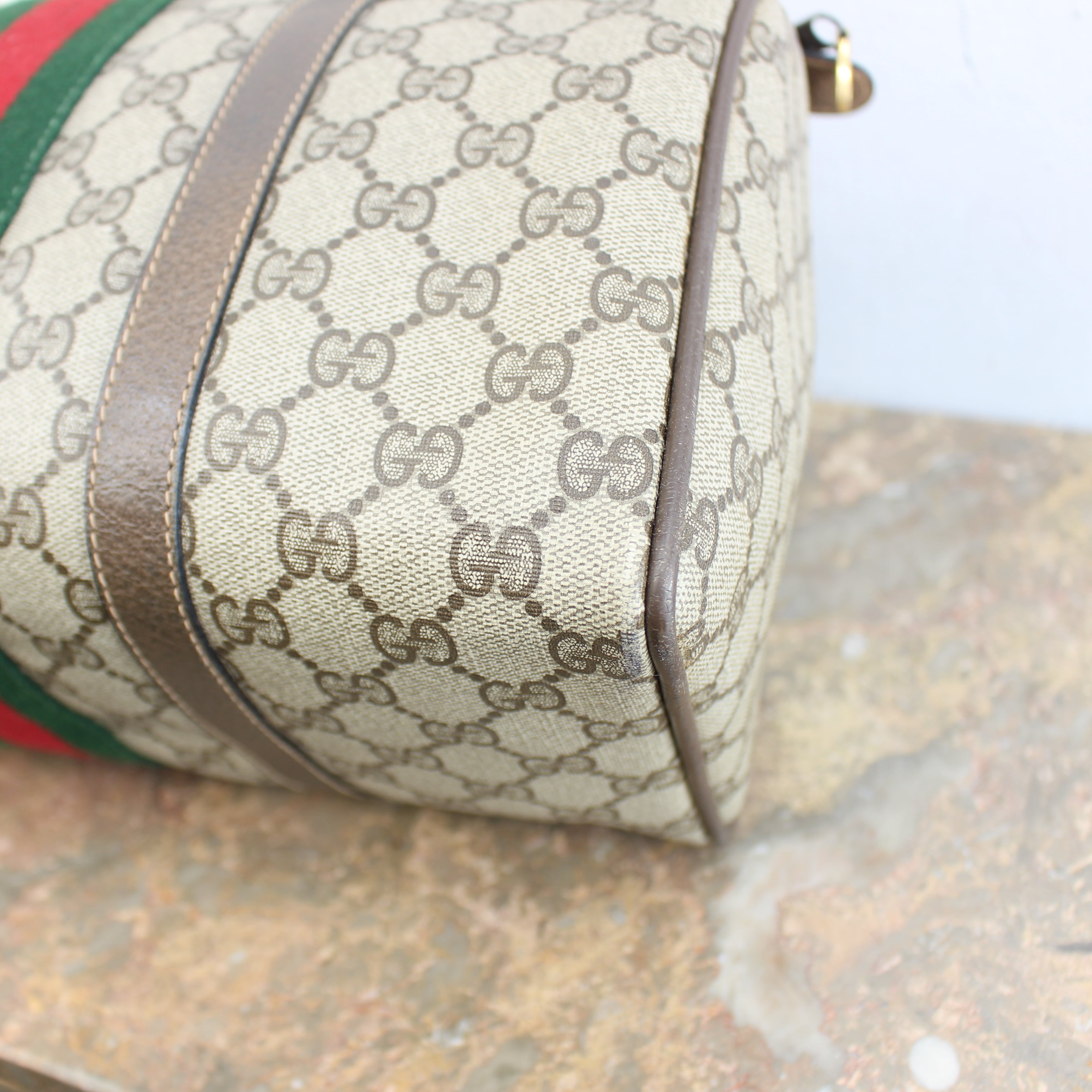 OLD GUCCI SHERRY LINE GG PATTERNED MINI BOSTON SHOULDER BAG MADE
