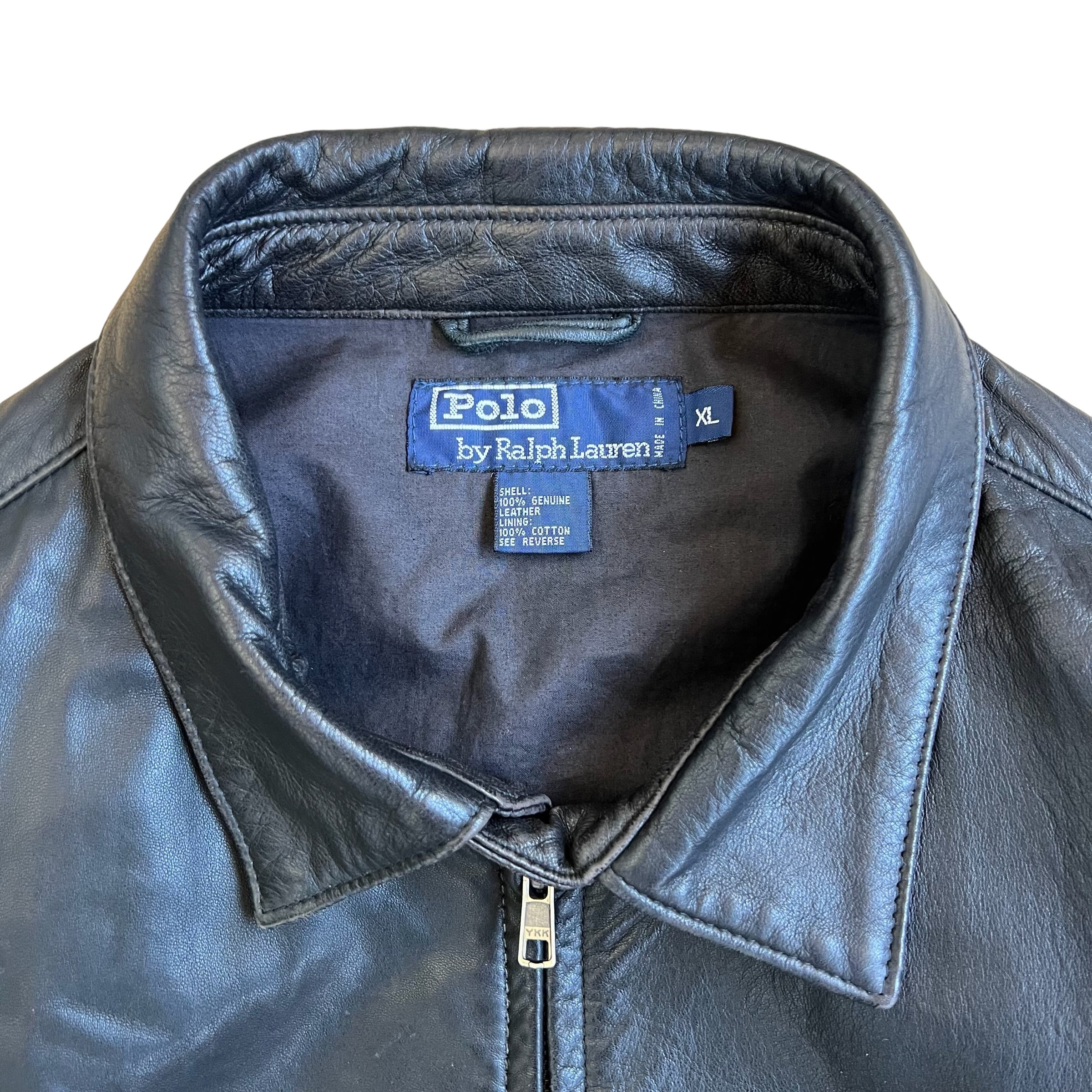 90s POLO RALPH LAUREN BLACK LEATHER JACKET | MOSS