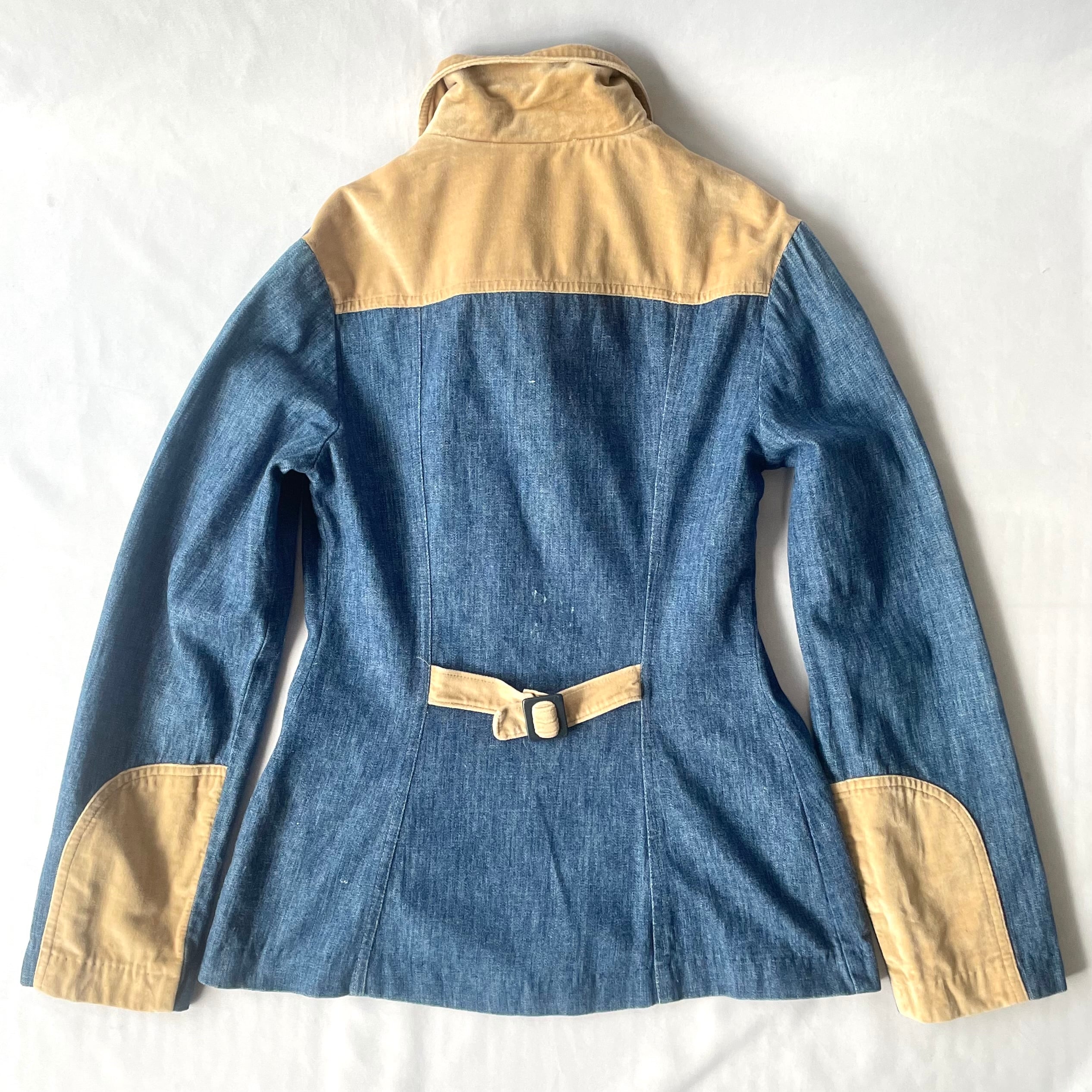 70s Levi's denim velour tailored JKT リーバイスベロア切替デニム