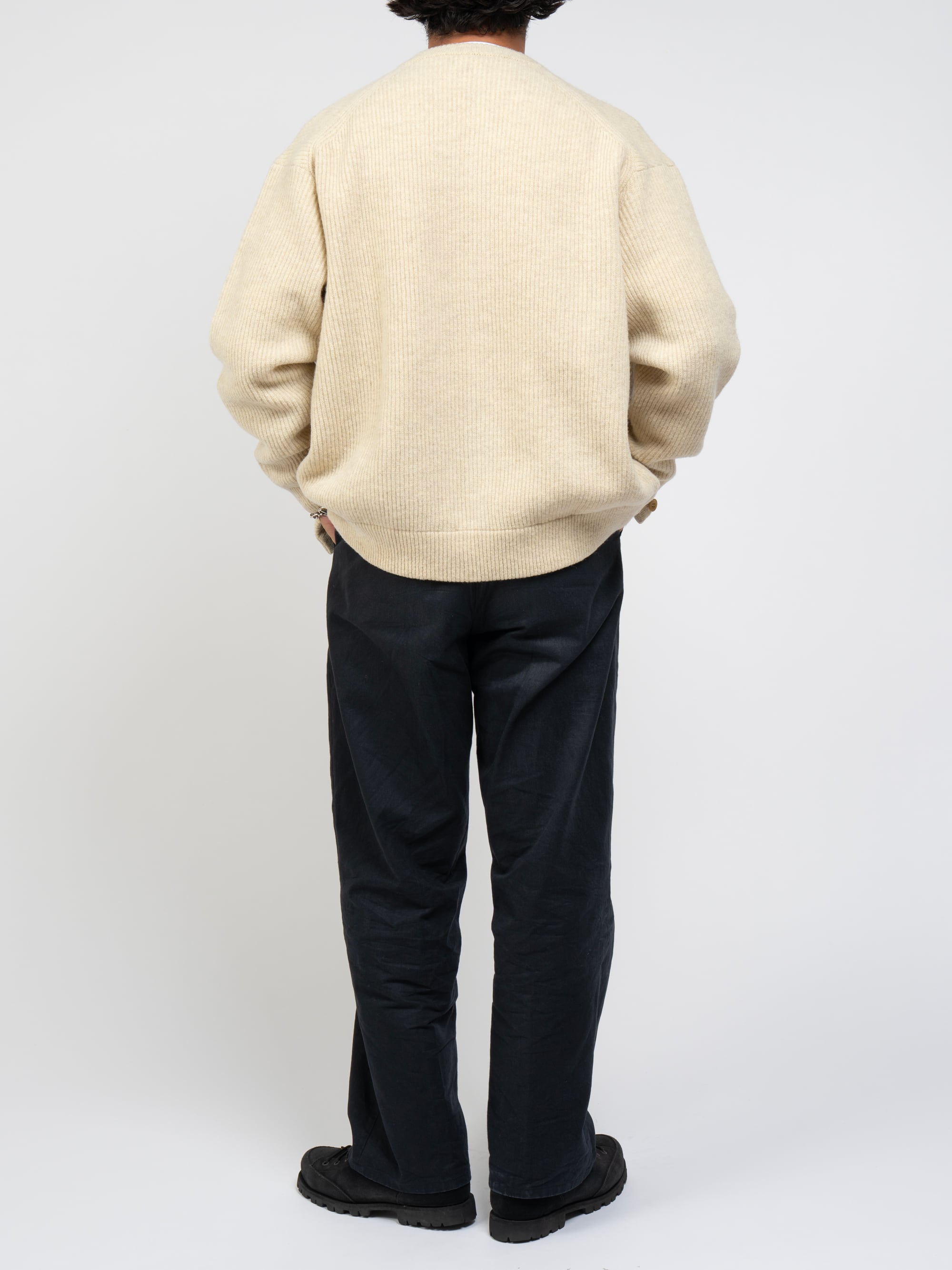 Super Comeback Lamb Wool Crew Neck Cardigan (beige) | OVY
