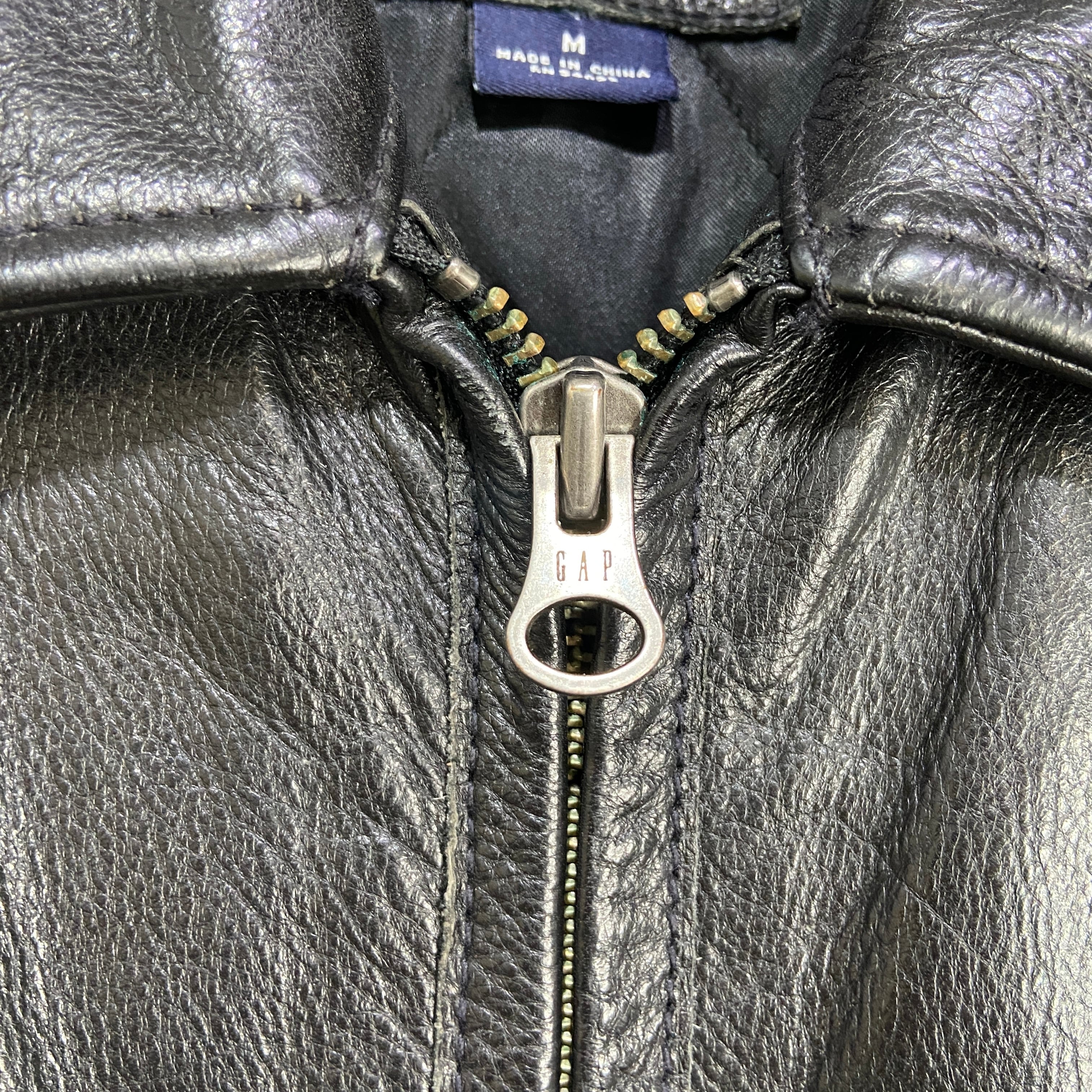 00s GAP オールドギャップ レザージャケット 本革 ブラック M | 古着屋 Uan