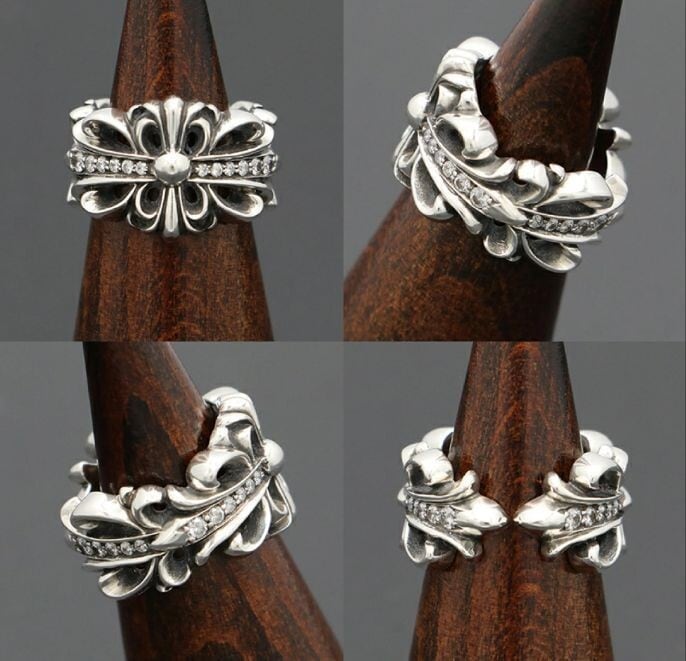 CHROME HEARTS クロムハーツ ダブルフローラルクロスリング