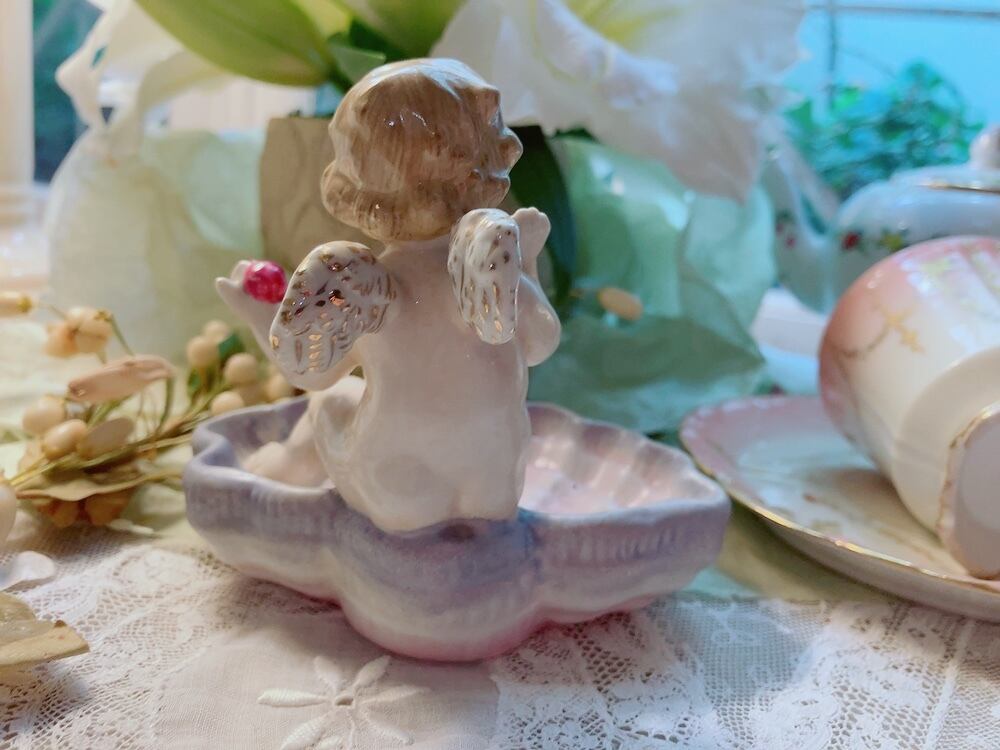 フランス陶器の天使の小物入れ | AntiqueRose