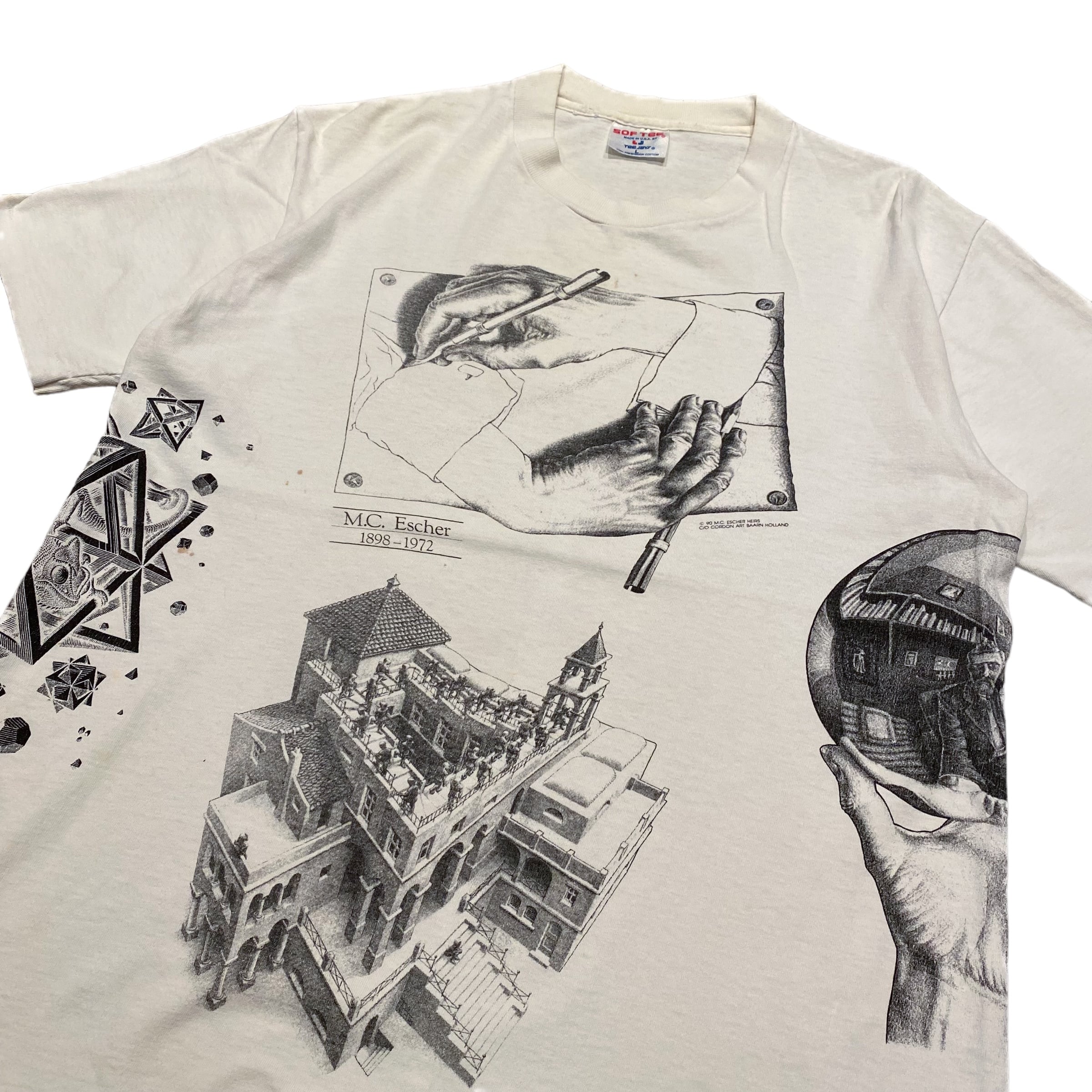 90's M.C. Escher Multi Print T-Shirt / エッシャー アート マルチ