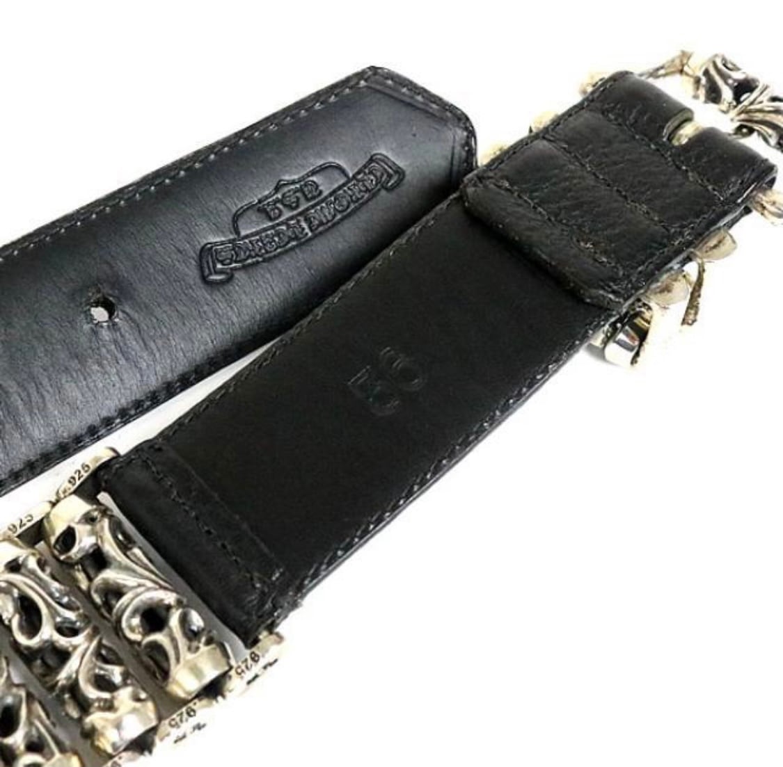 CHROME HEARTS クロムハーツ ローラーリンク ベルト レザー シルバー
