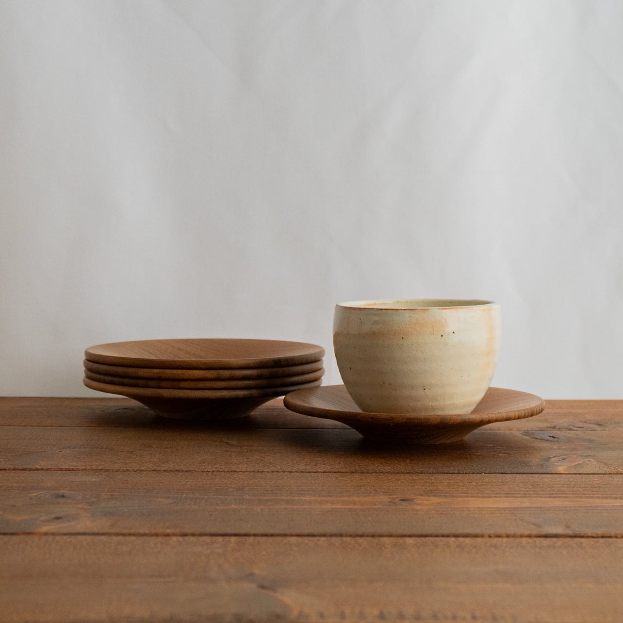アウトレット】桑 茶托 無塗装 直径13.5cm （5枚組） | わたなべ木工芸