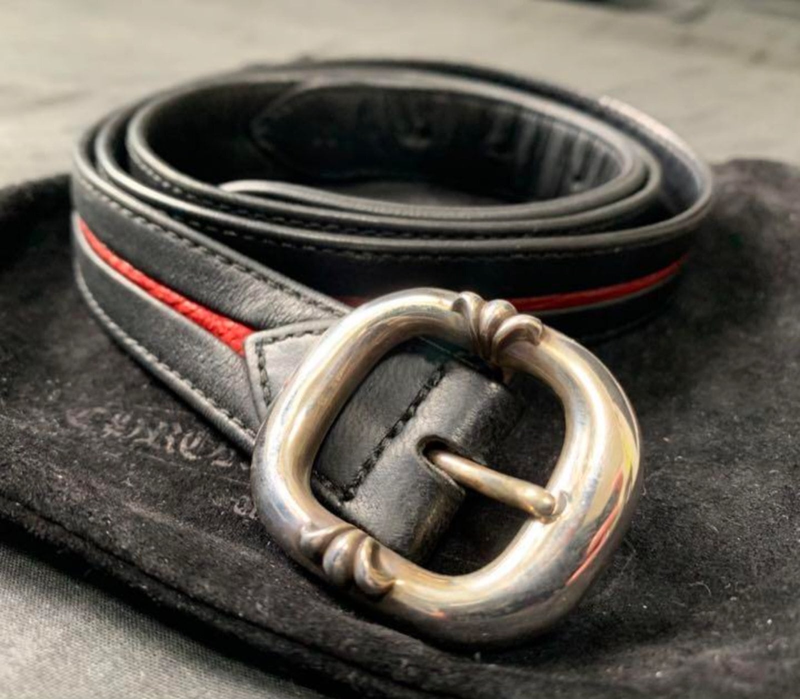 CHROME HEARTS クロムハーツ 赤ライン ガンスリンガーベルト ナロー