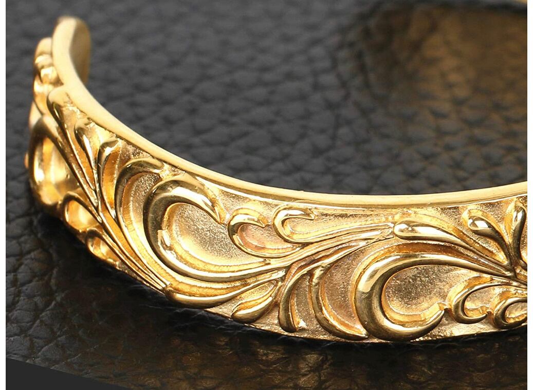 唐草 バングル ゴールド アラベスク ブレスレット 金18k メンズ