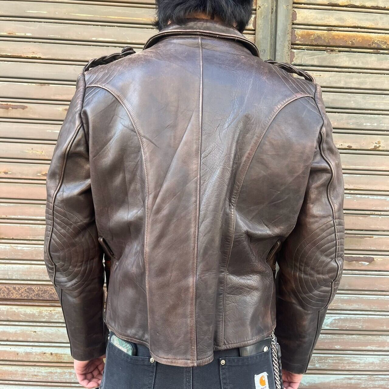 40s ドイツ製 ダブルライダース レザージャケット ブラウン ユーロ L