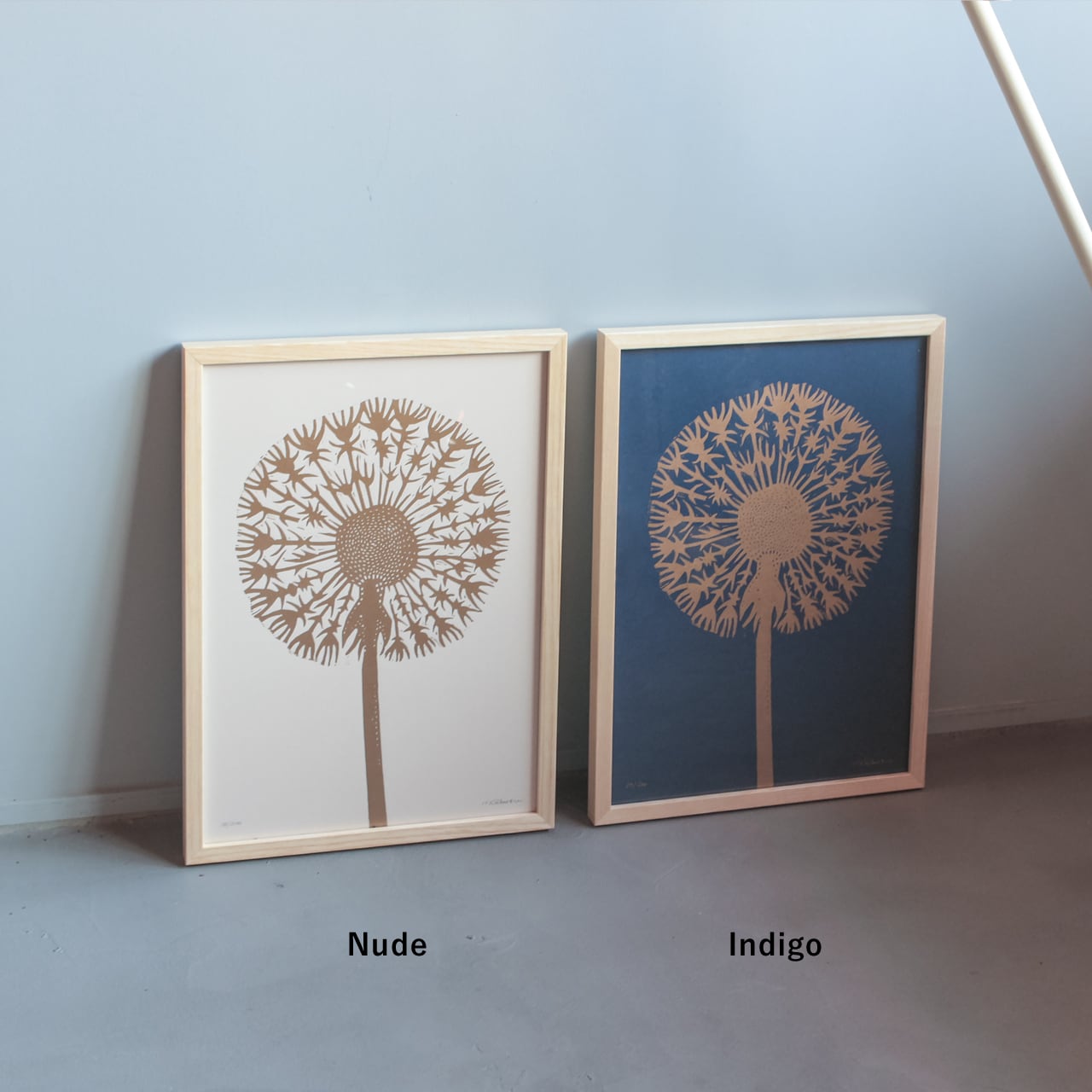 Monika Petersen Lino Print ポスター Gold Dandelion フレームセット